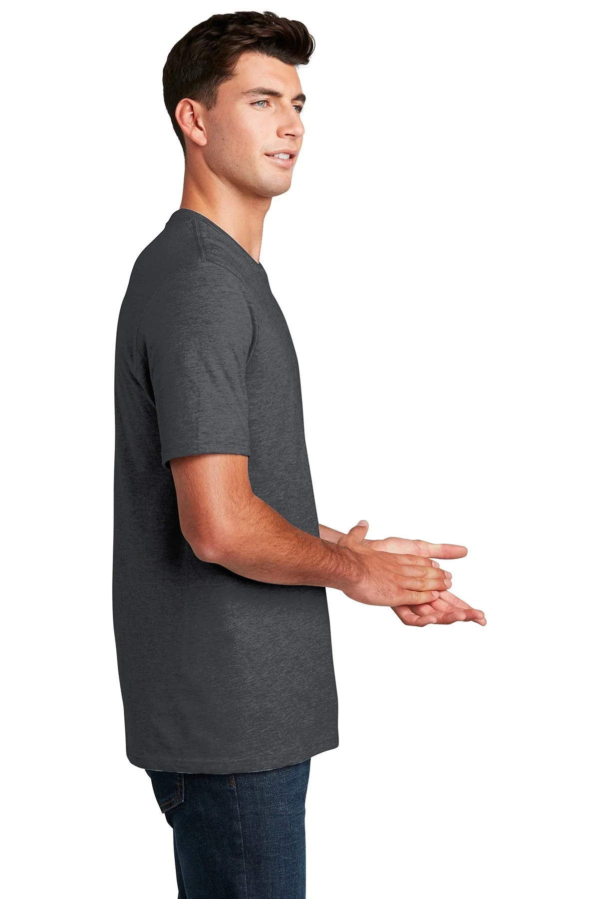 District Made Mens Perfect Blend Tee, Heathered Charcoal [ACI Jet Uniforms] - Image 3