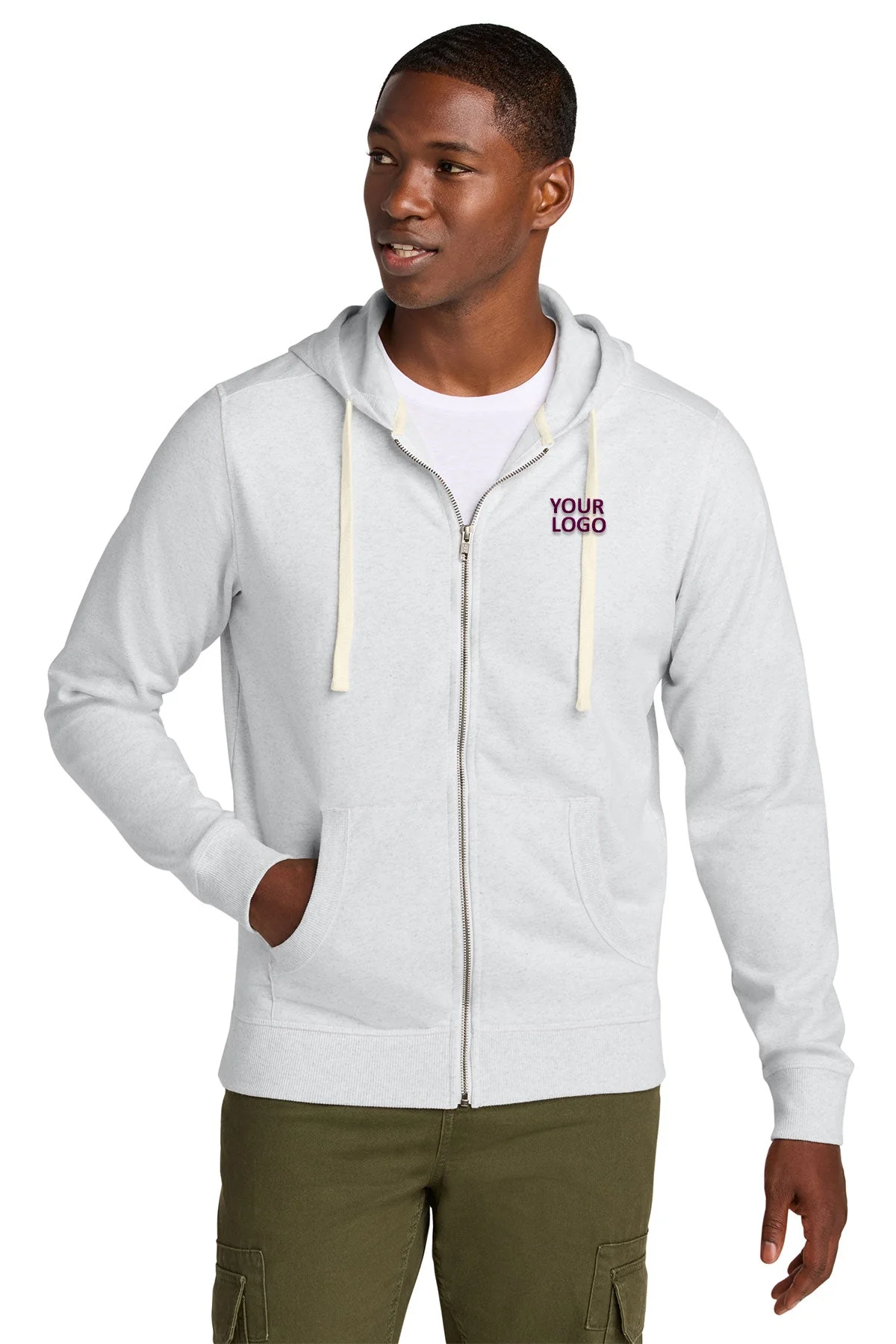 District Re-Fleece Full-Zip Custom Hoodies, Ash