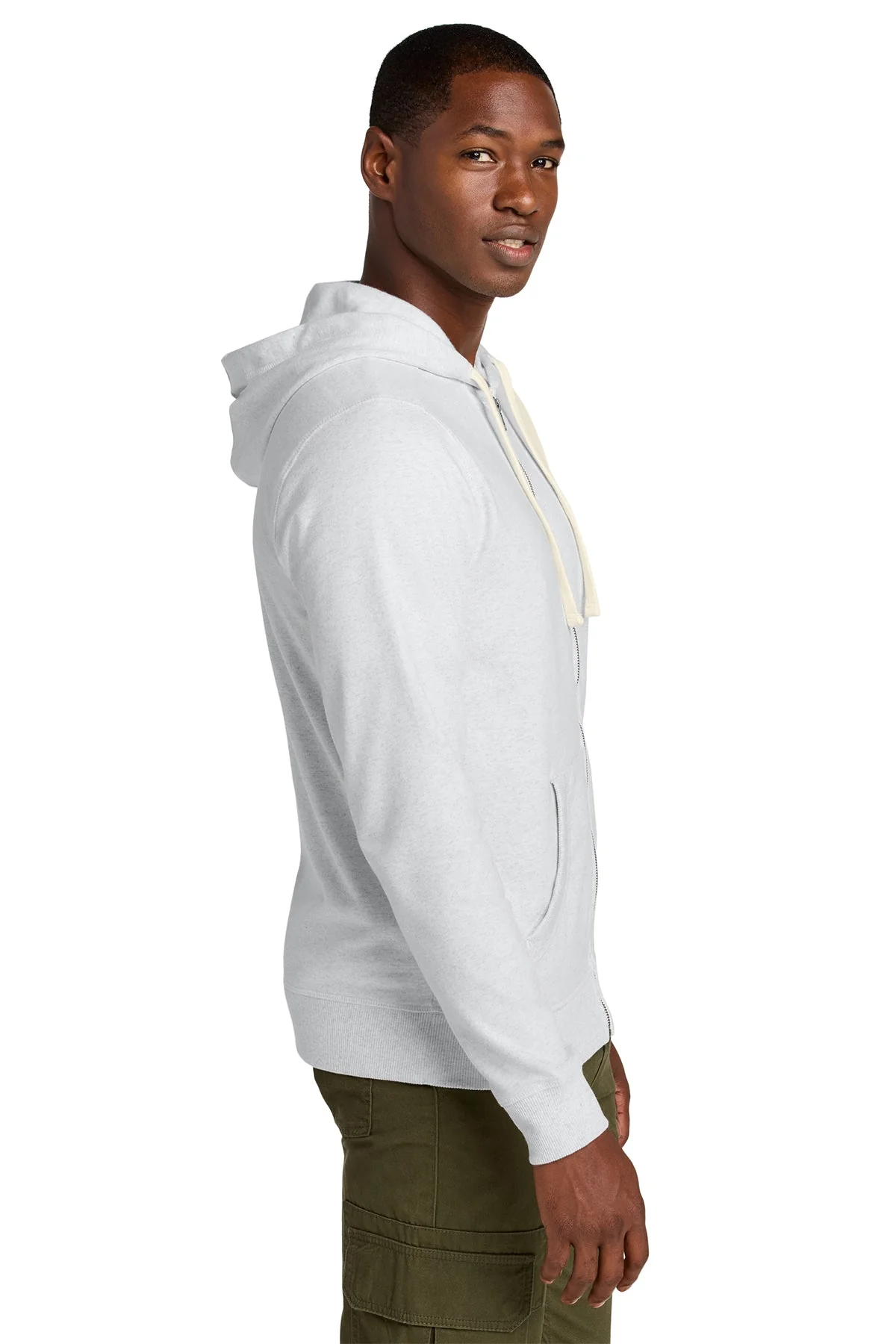 District Re-Fleece Full-Zip Custom Hoodies, Ash - Image 3
