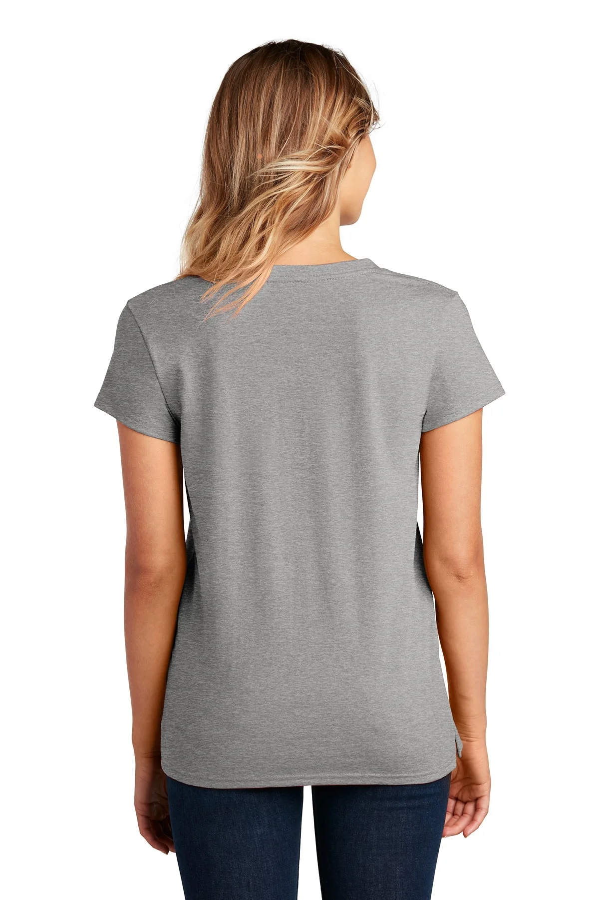 District Women Re-Tee V-Neck, Light HeatherGrey [Powell's Plumbing LLC] - Image 2