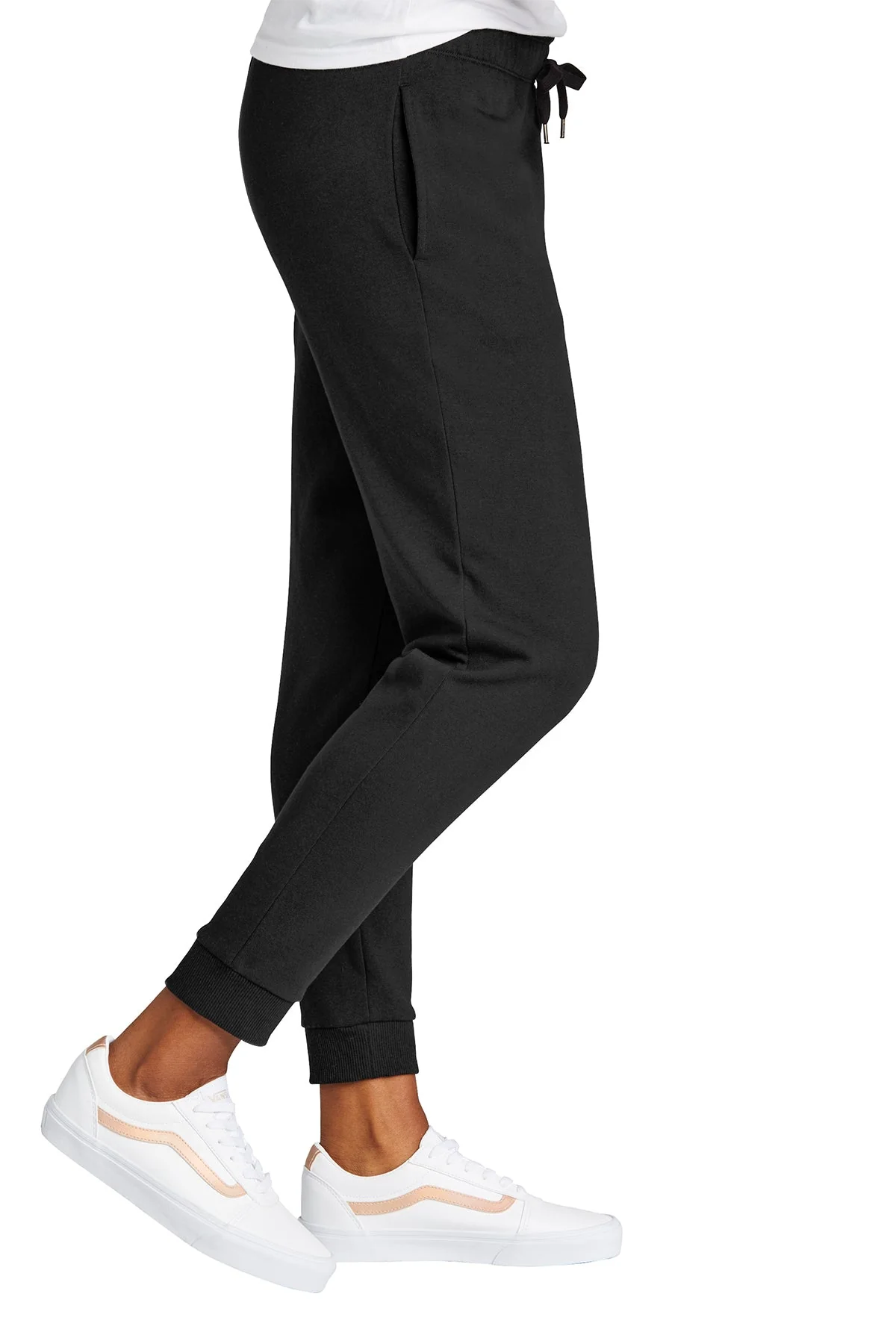 District Womens Perfect Tri Fleece Joggers, Black - Image 3