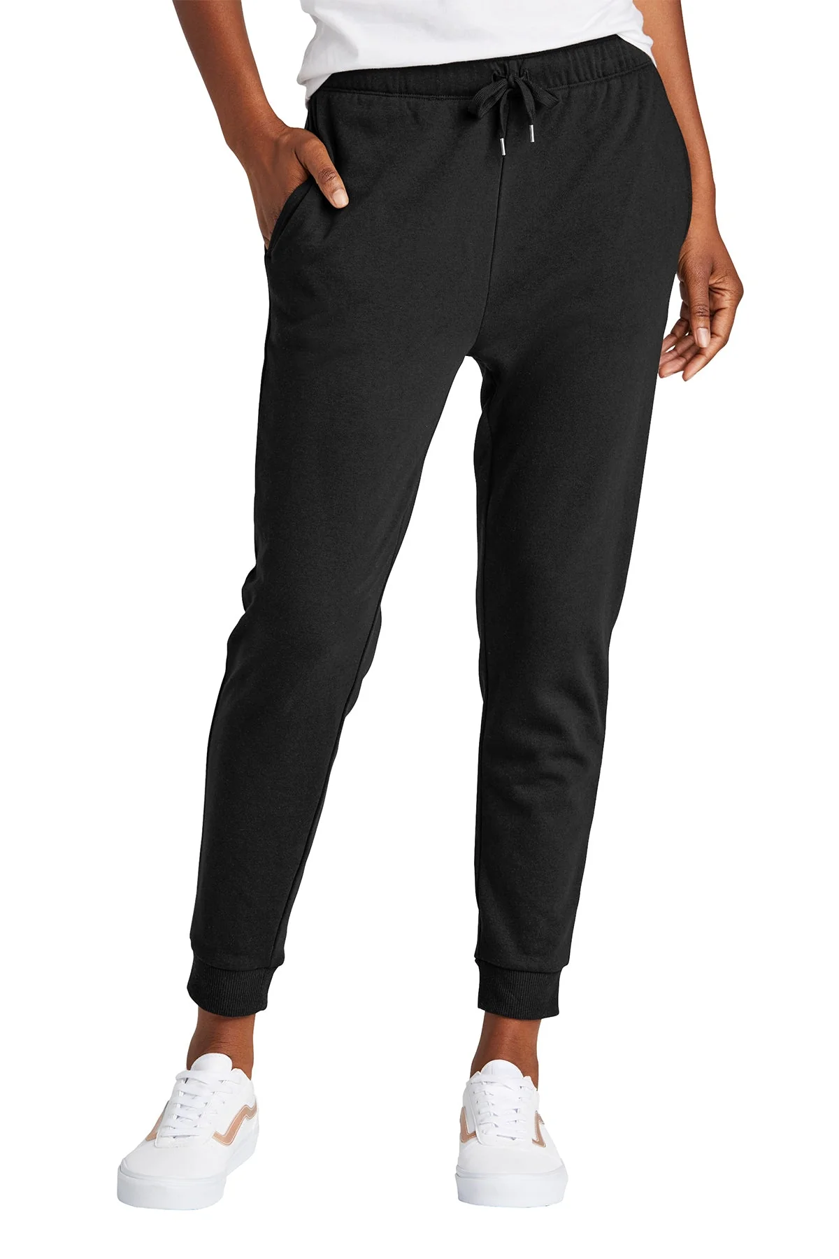 District Womens Perfect Tri Fleece Joggers, Black - Image 4