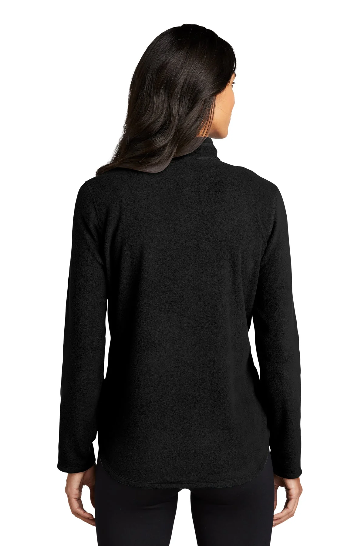 Eddie Bauer Ladies 1/2-Zip Microfleece Jacket, Black [Olive Crest] - Image 2