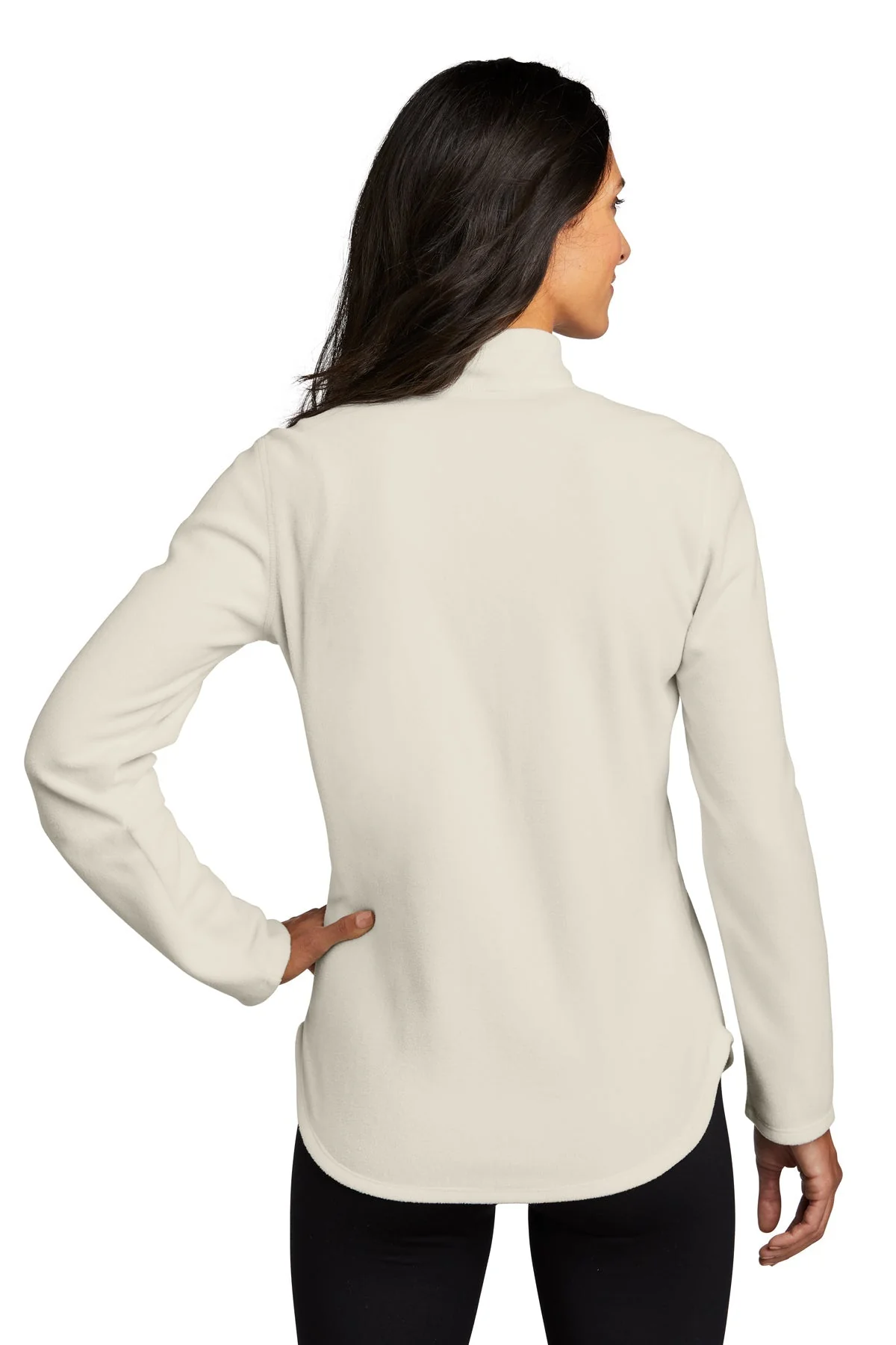 Eddie Bauer Ladies 1/2-Zip Microfleece Jacket, Ivory [Olive Crest] - Image 2
