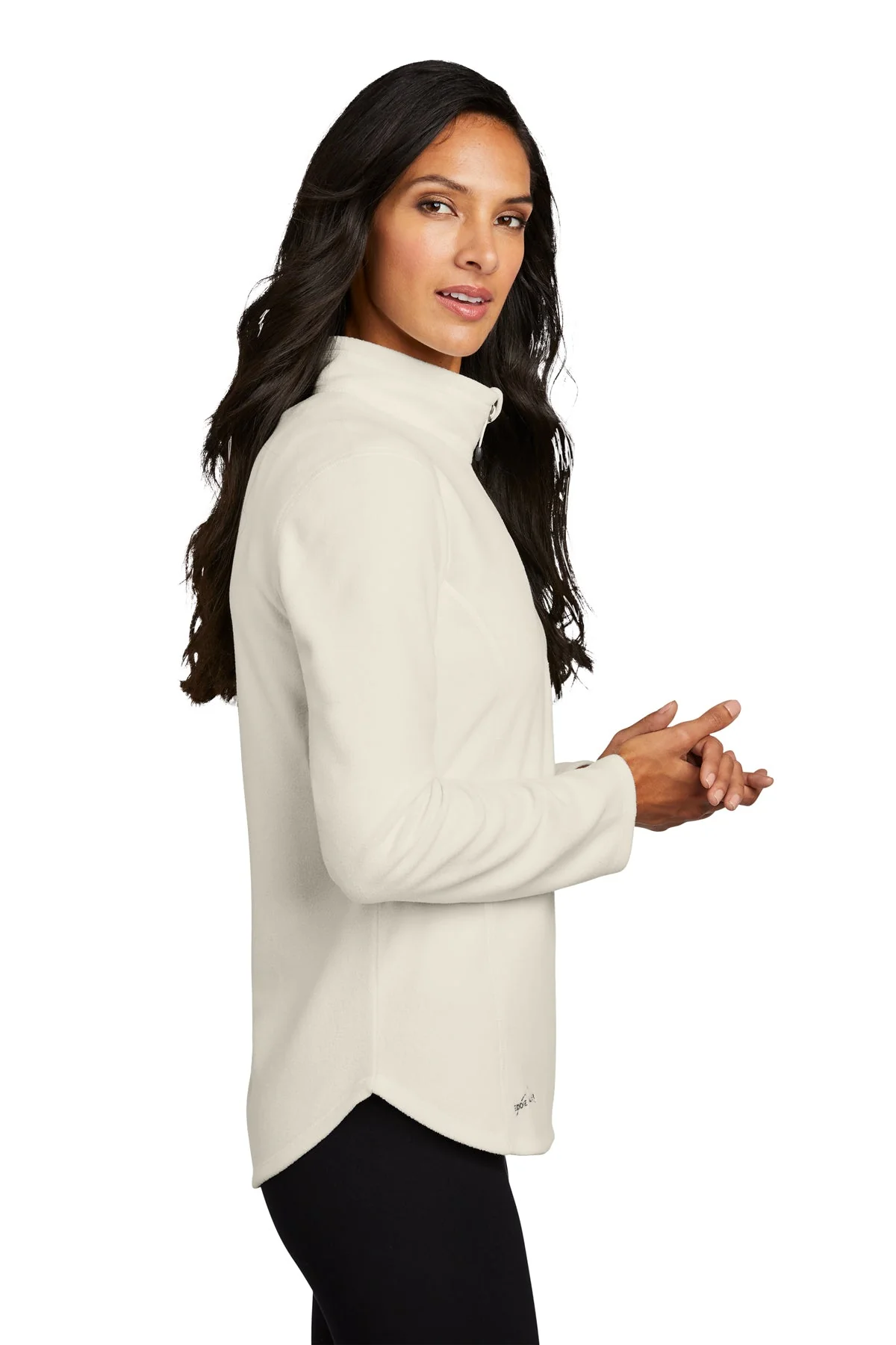 Eddie Bauer Ladies 1/2-Zip Microfleece Jacket, Ivory [Olive Crest] - Image 3
