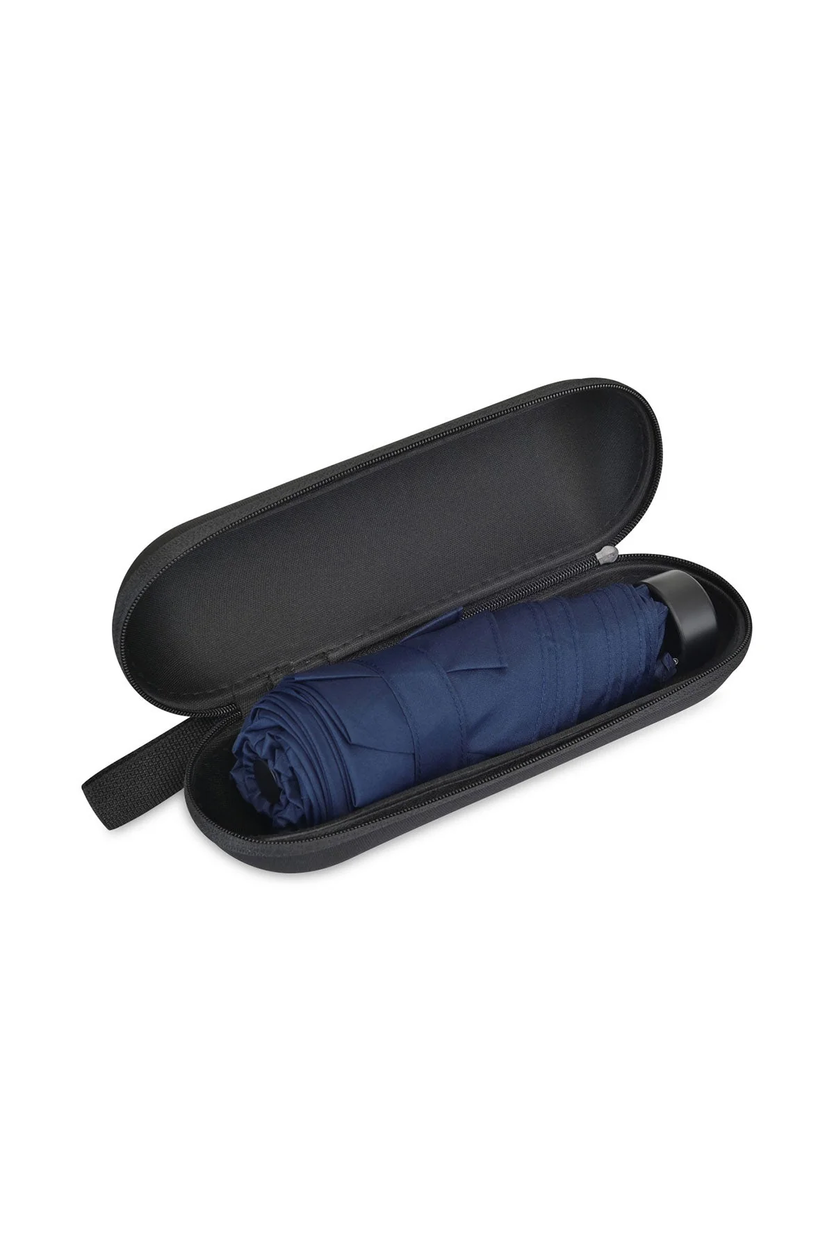 Elements 39" Recycled Manual Mini Folding Custom Umbrellas, Navy - Image 3