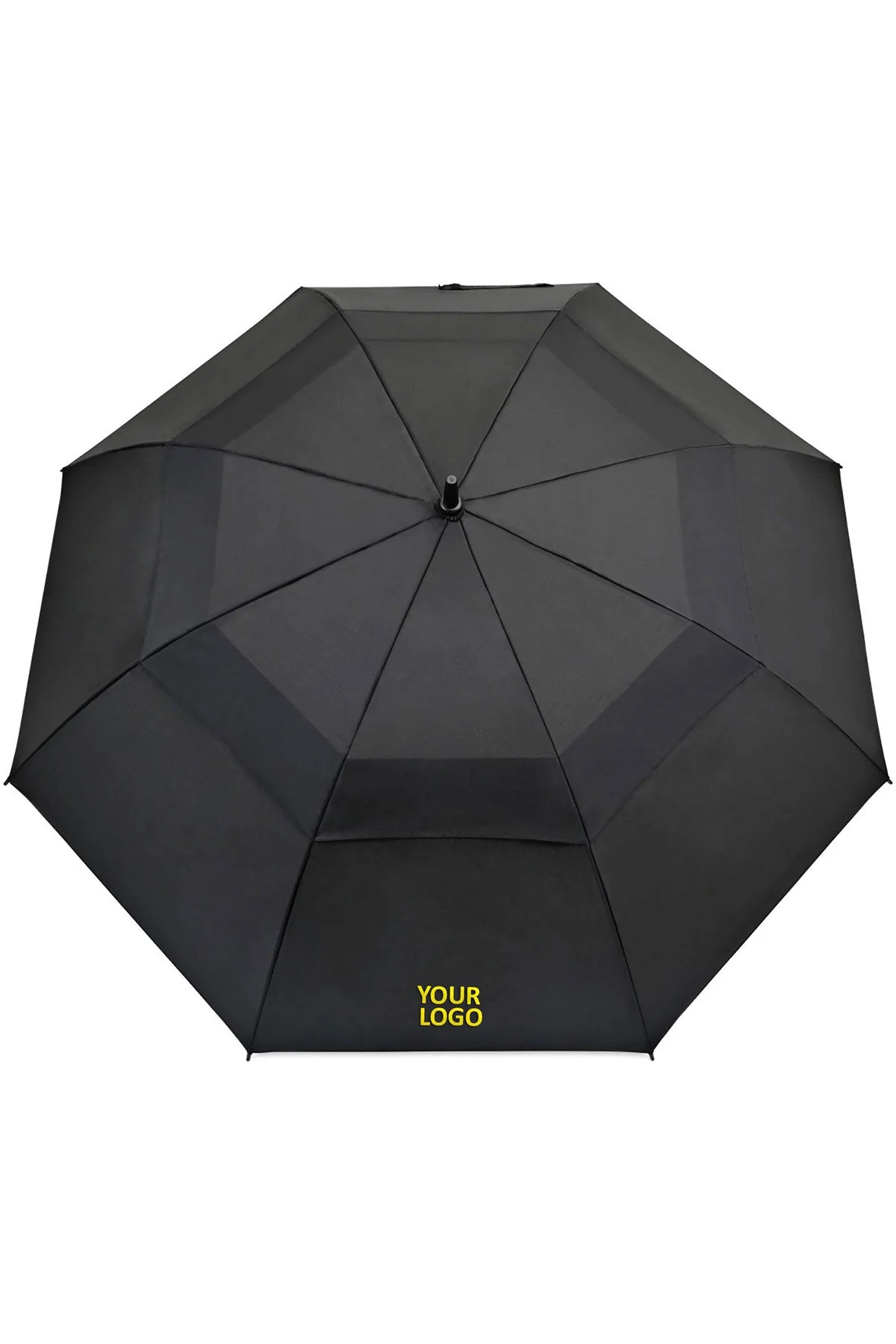 Elements 60" Recycled Auto Open Double Canopy Golf Custom Umbrellas, Black