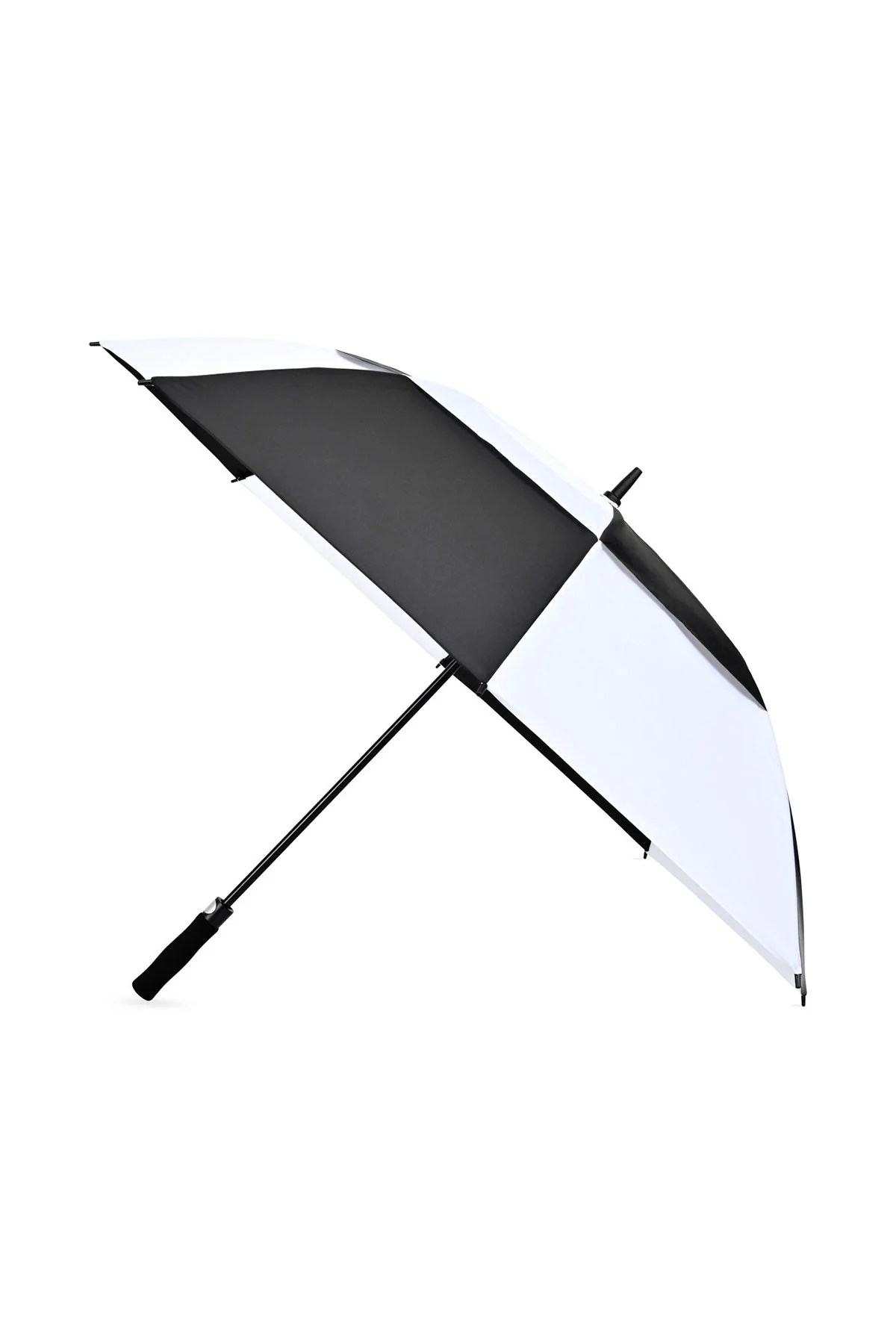 Elements 60" Recycled Auto Open Double Canopy Golf Custom Umbrellas, Black/ White - Image 2