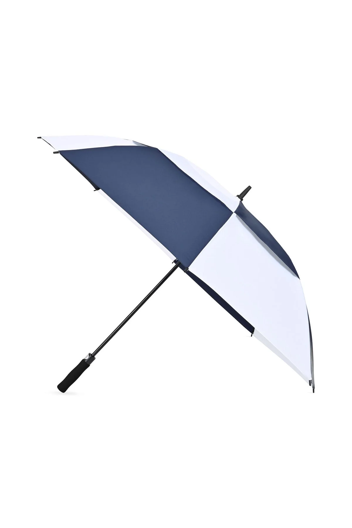 Elements 60" Recycled Auto Open Double Canopy Golf Custom Umbrellas, Navy/ White - Image 3