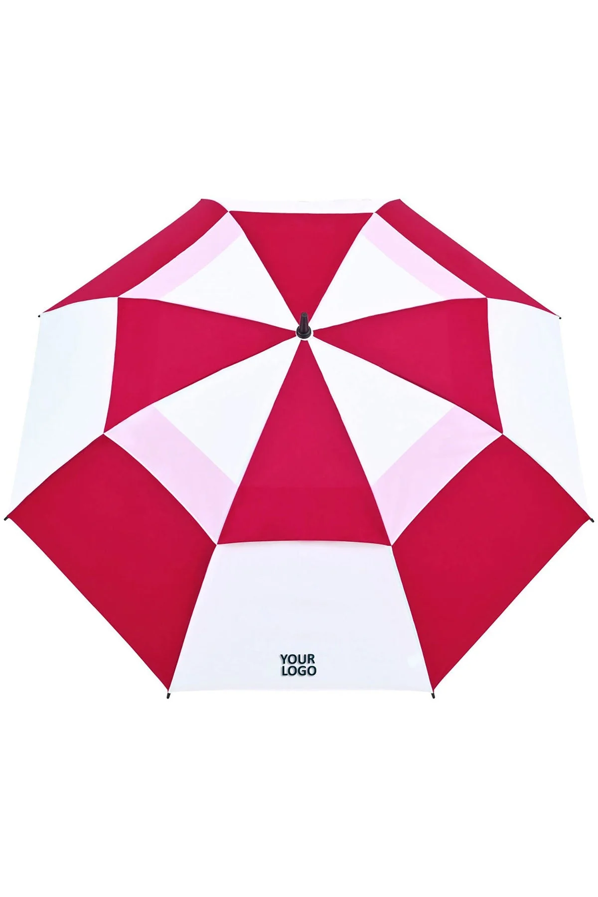 Elements 60" Recycled Auto Open Double Canopy Golf Custom Umbrellas, Red/ White