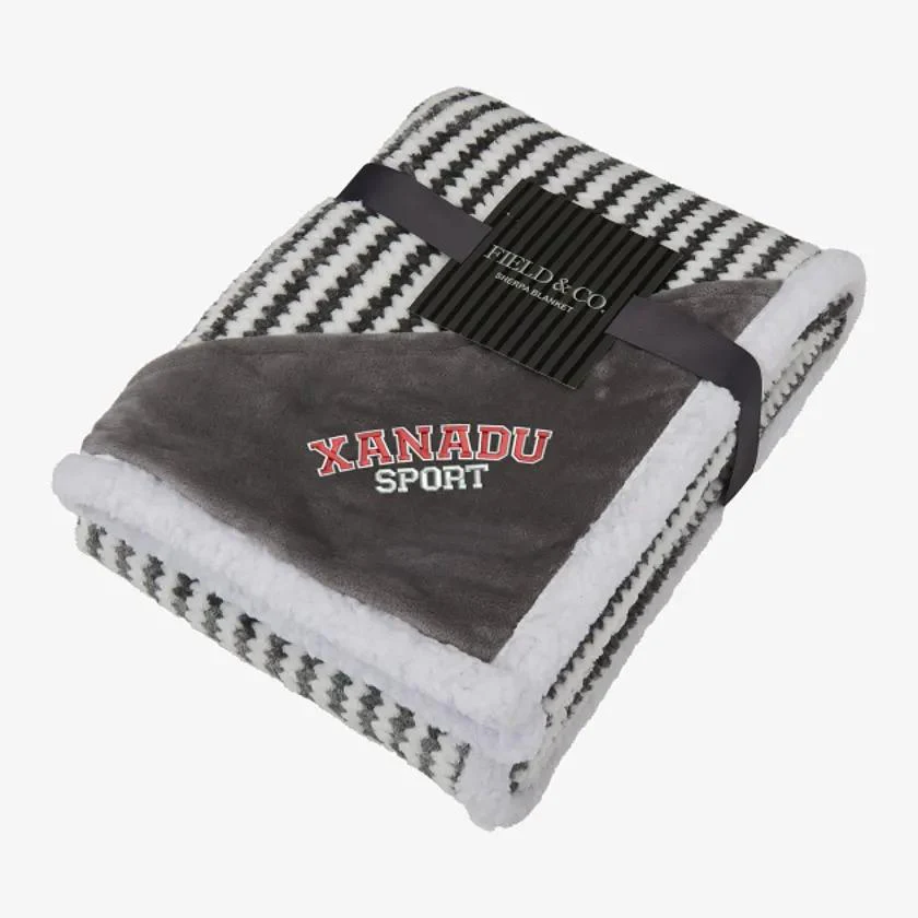 Field & Co Chevron Striped Sherpa Blanket, Gray