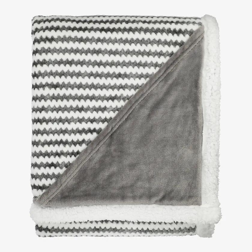 Field & Co Chevron Striped Sherpa Blanket, Gray - Image 2