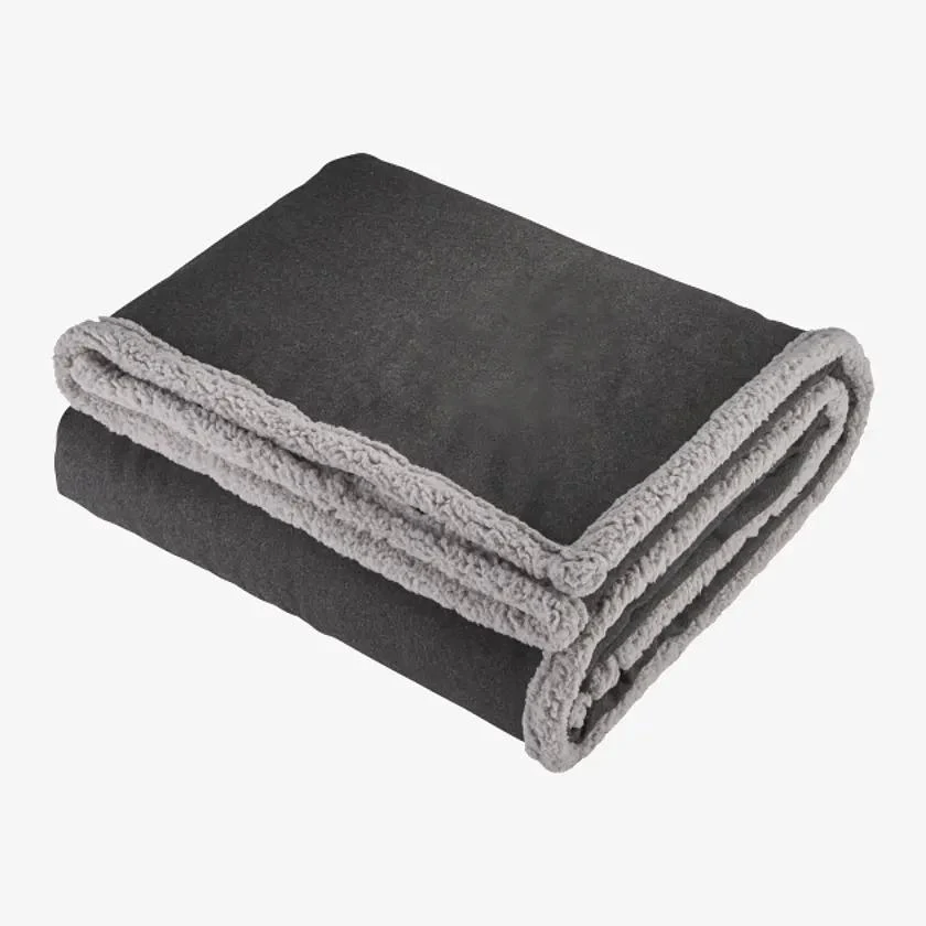 Field & Co Oversized Wool Sherpa Blanket, Charcoal - Image 3