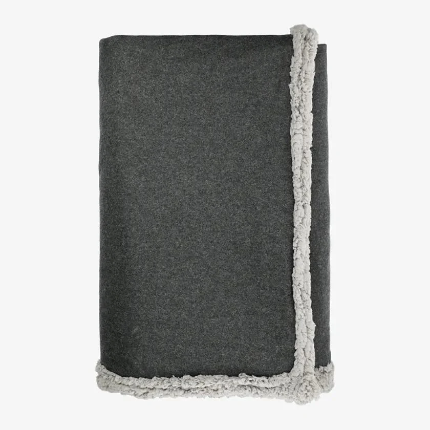 Field & Co Oversized Wool Sherpa Blanket, Charcoal - Image 4