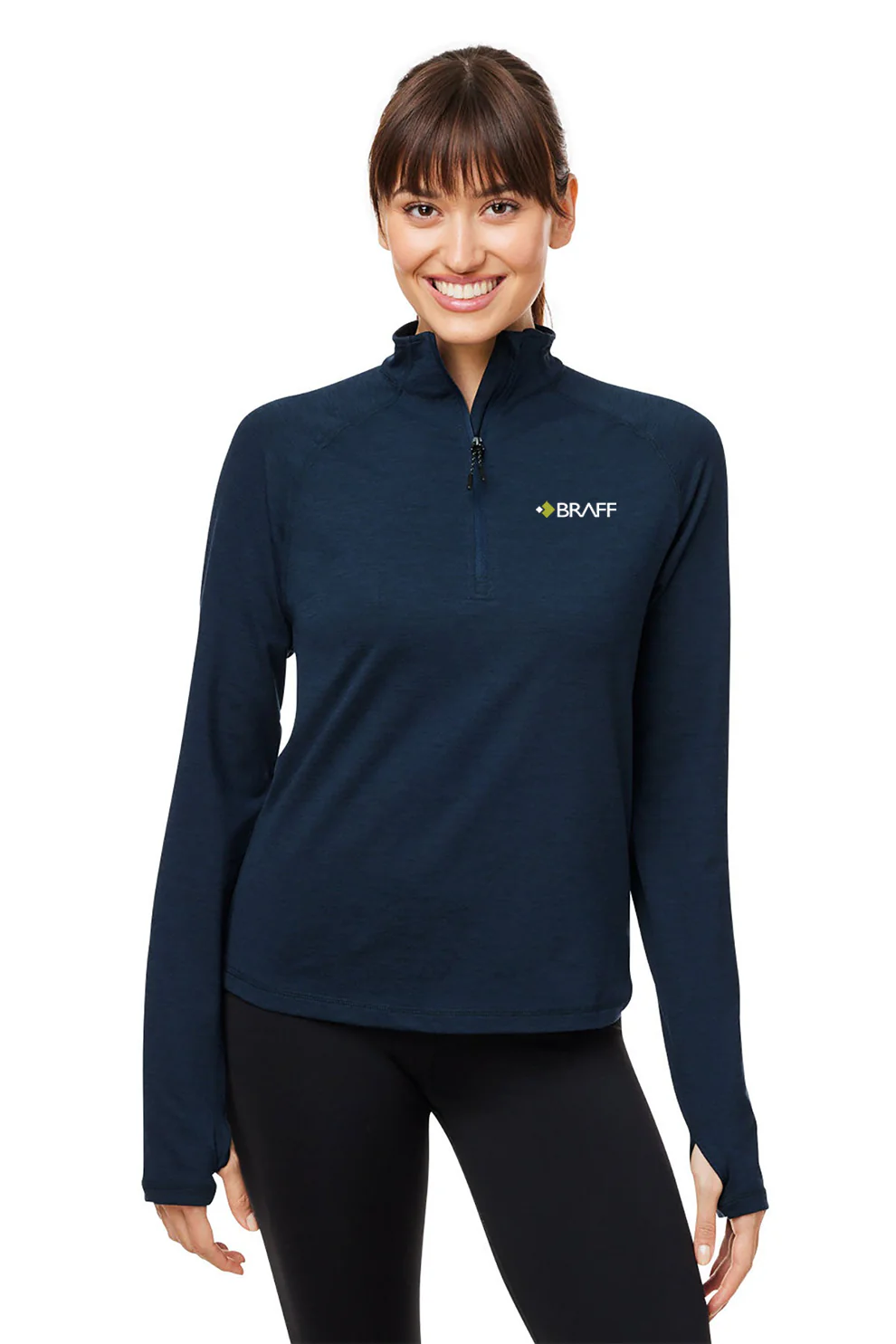 Glyder Ladies Marbled Jersey Fairway Quarter-Zip, Navy Marble [The Braff Group]