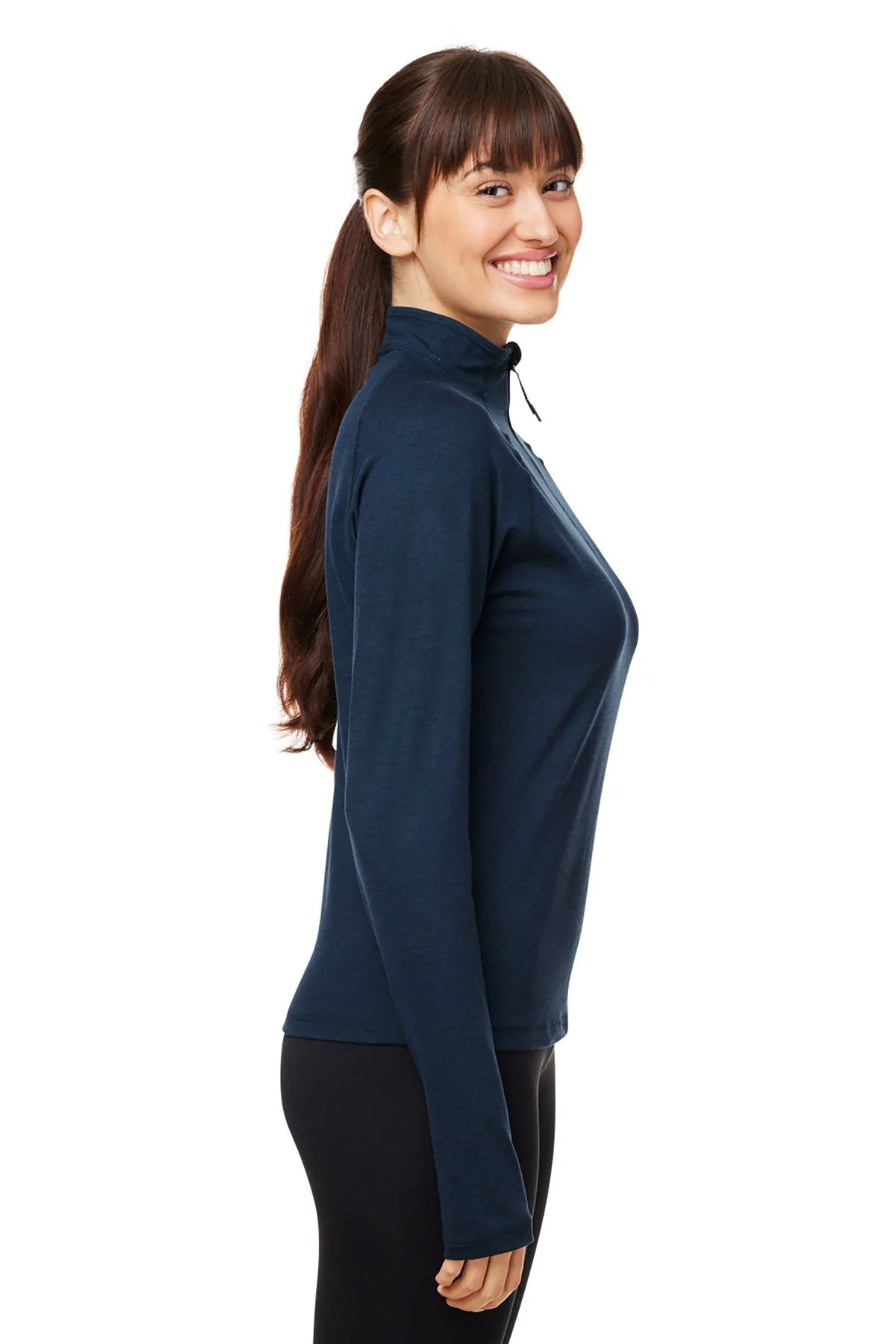Glyder Ladies Marbled Jersey Fairway Quarter-Zip, Navy Marble [The Braff Group] - Image 3