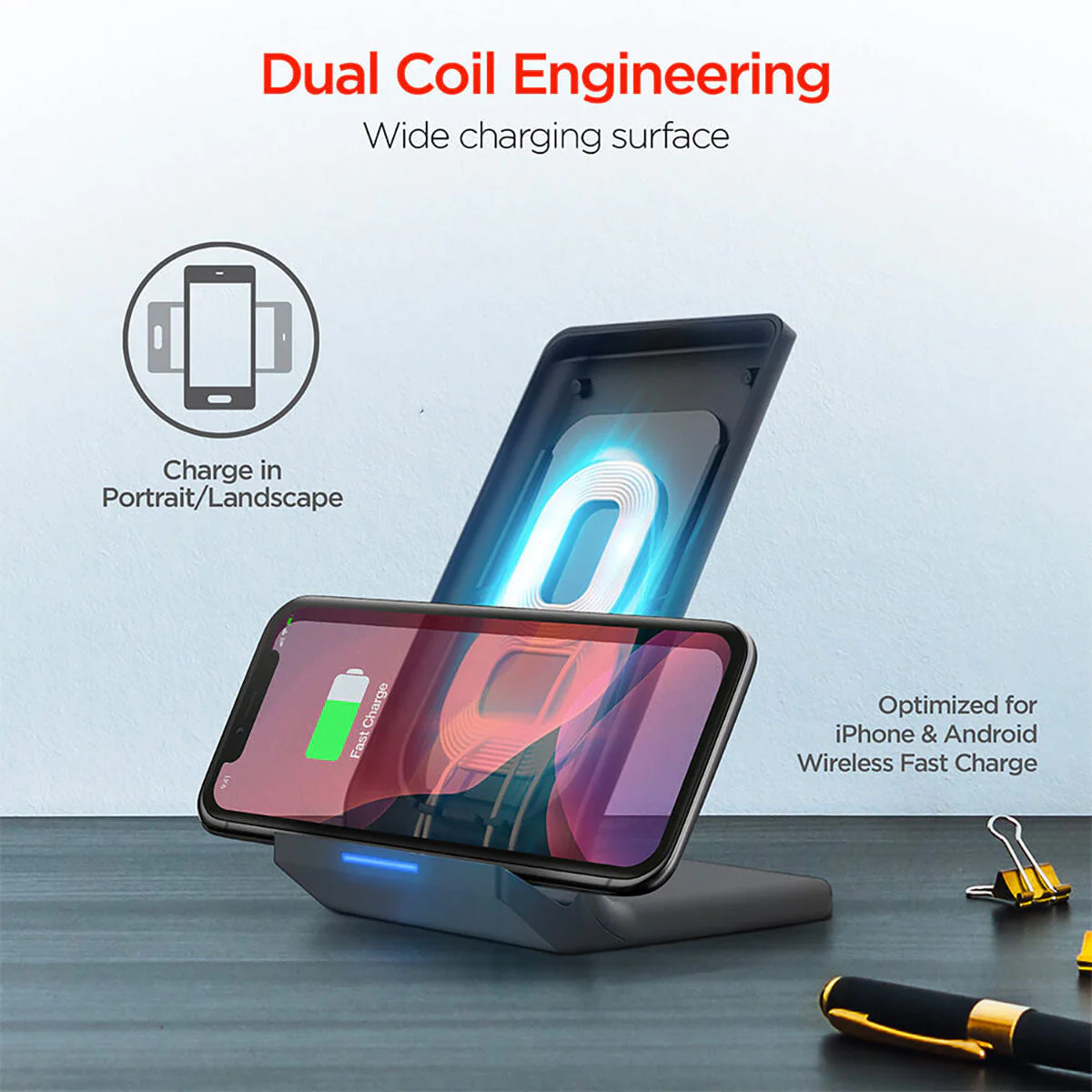 Hypergear 10W Wireless Fast Charging Stand, Black [Launch] - Image 3