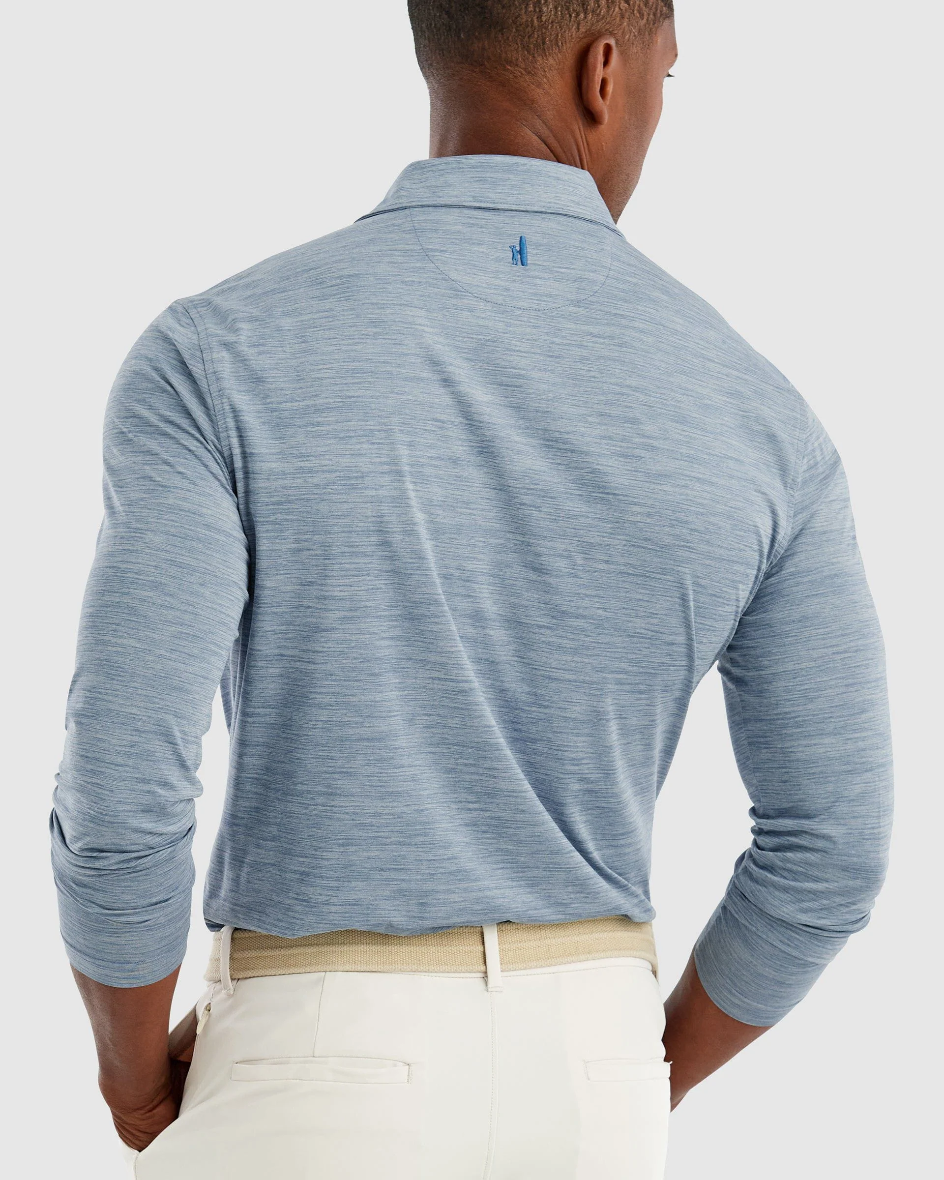 Johnnie-O Swing Long Sleeve Featherweight Polo, Lake [Horizontal Talent] - Image 2