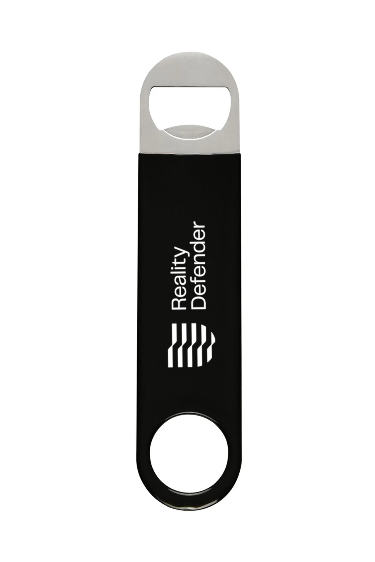 Large Vinyl Coated Stainless Steel Bottle Opener, Black [Reality Defender]