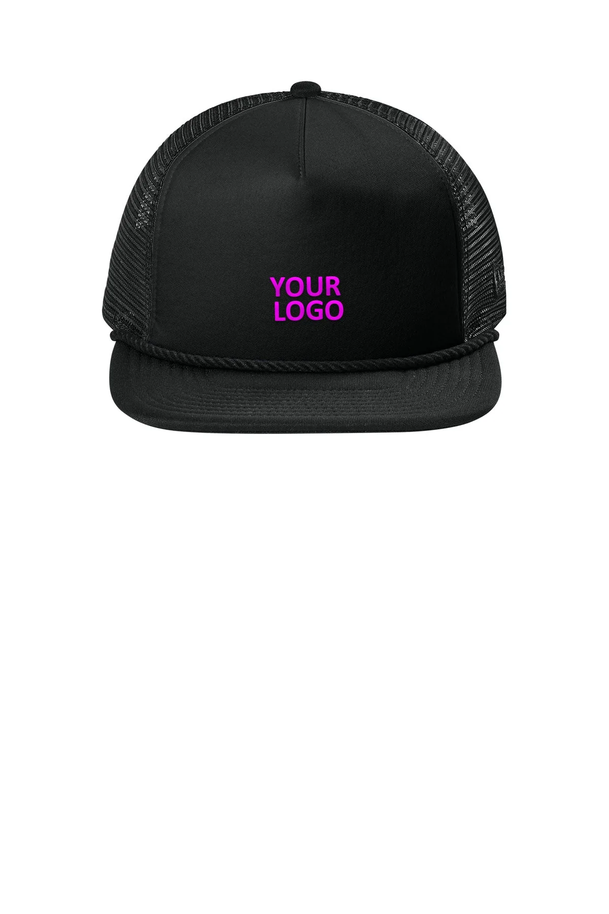 New Era Foam Rope Trucker Custom Caps, Black