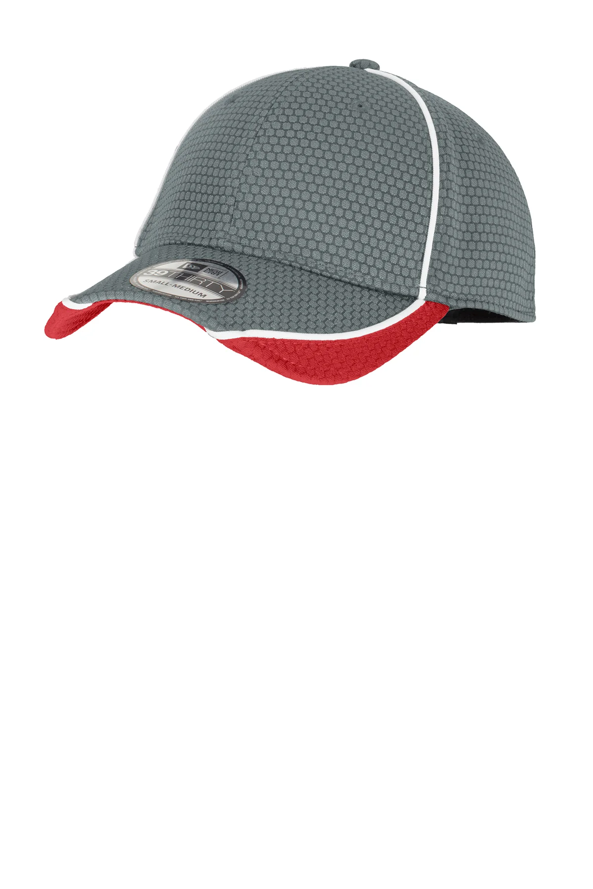 New Era Hex Mesh Customized Caps, Graphite/ Red/ White - Image 2