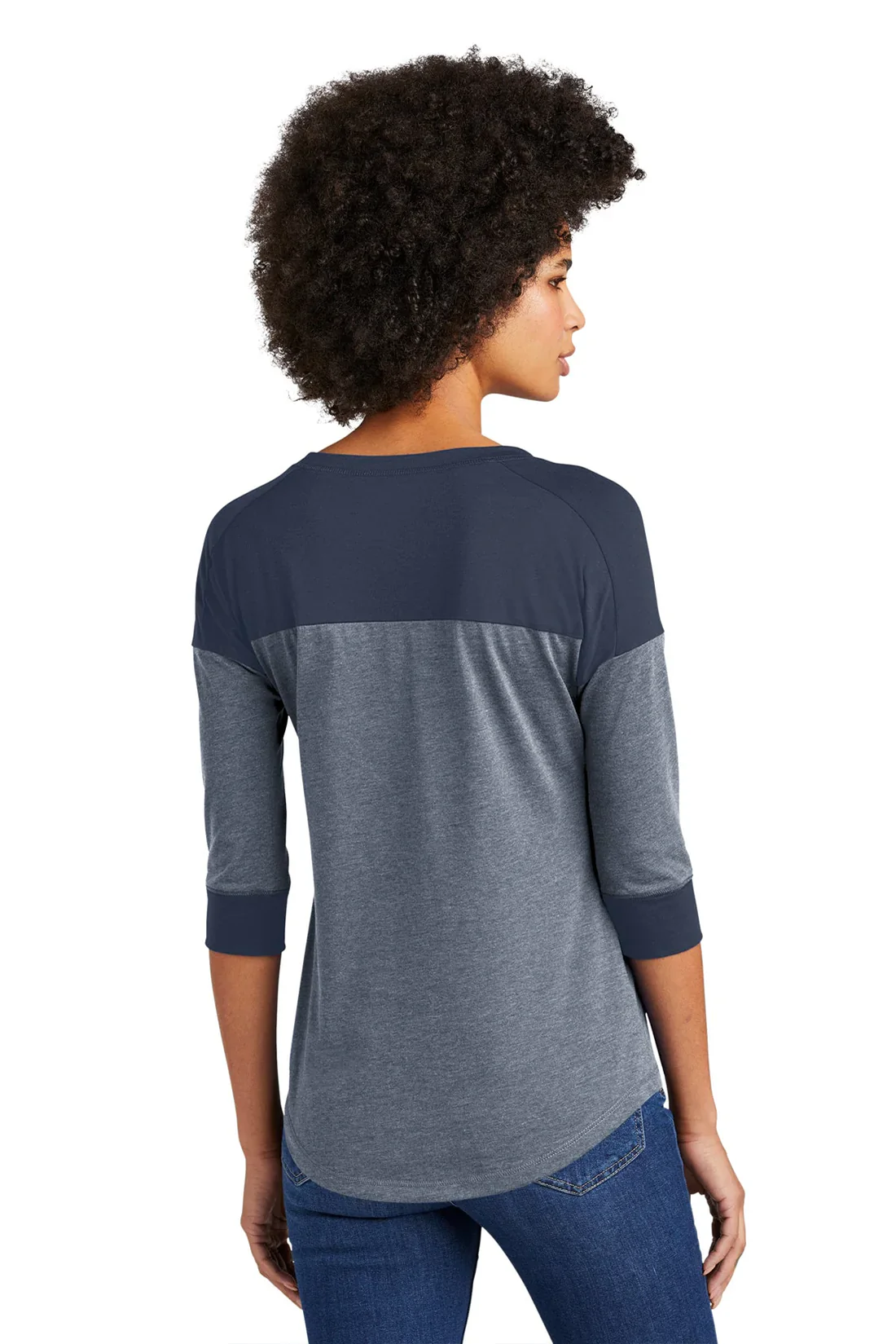 New Era Ladies Heritage Blend 3/4-Sleeve Baseball Tee, True Navy Twist [Real8 Group] - Image 3