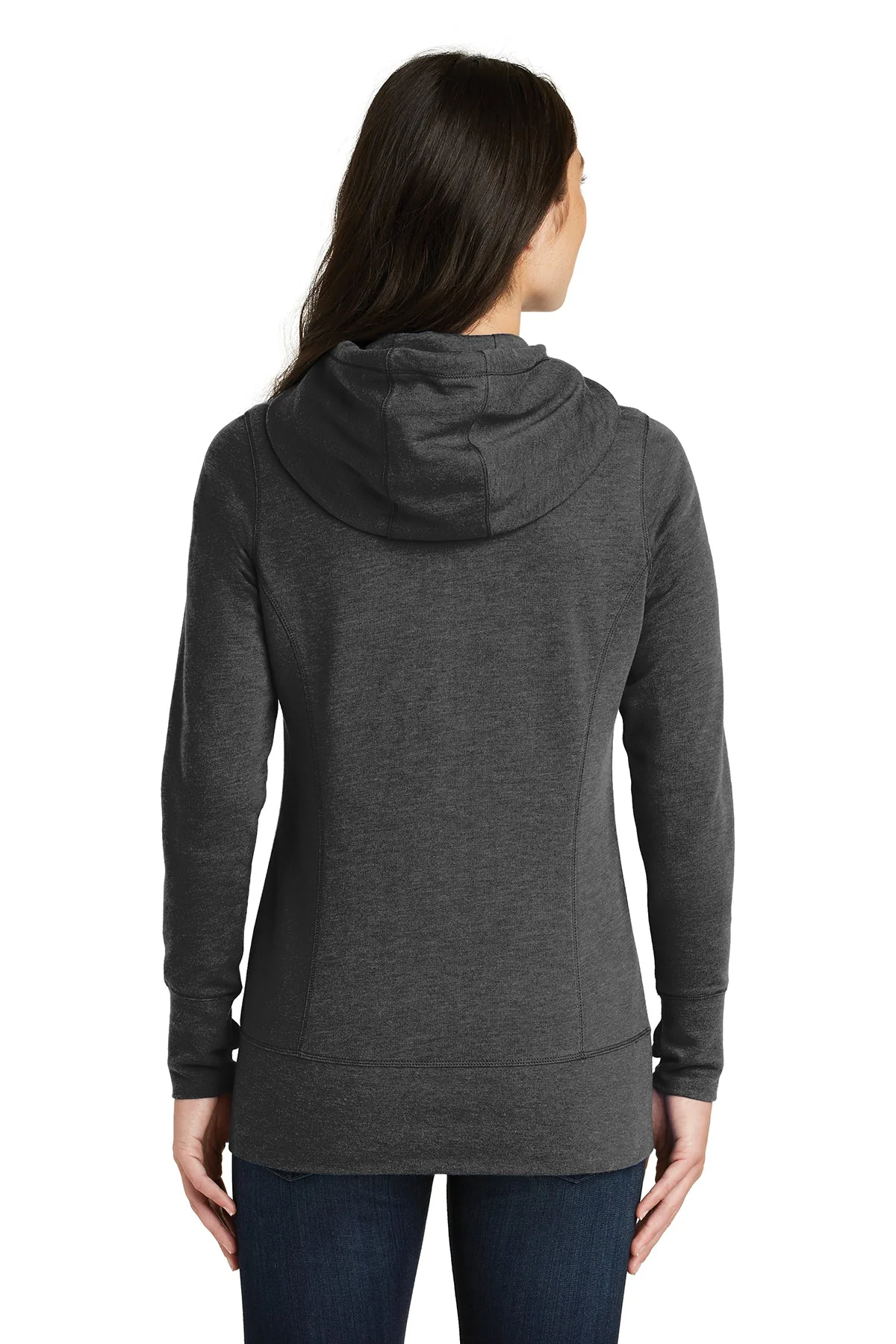 New Era Ladies Tri Blend Fleece Zip Hoodie, Black Heather [Black Diamond Realty] - Image 2