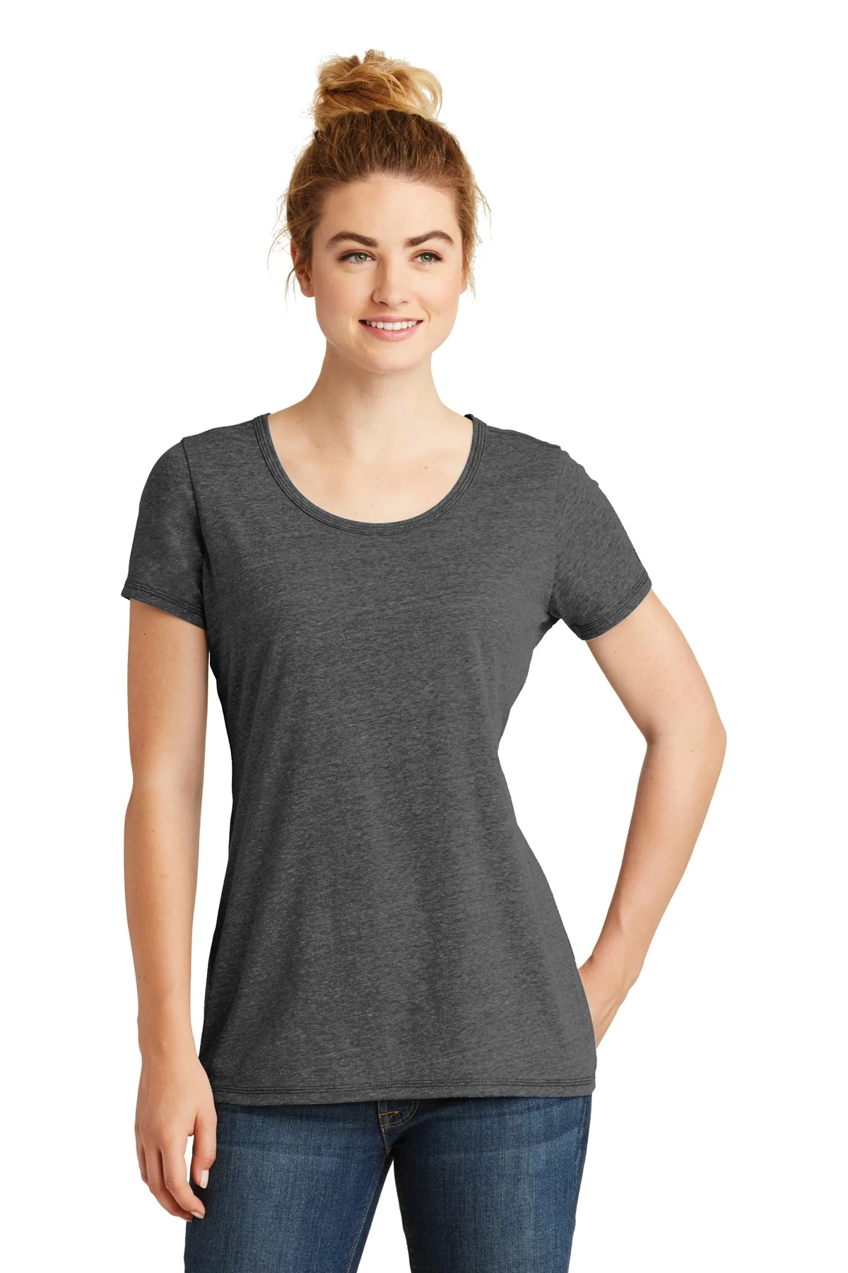 New Era Ladies Tri Blend Performance Customized Tee's, Dark Graphite - Image 4