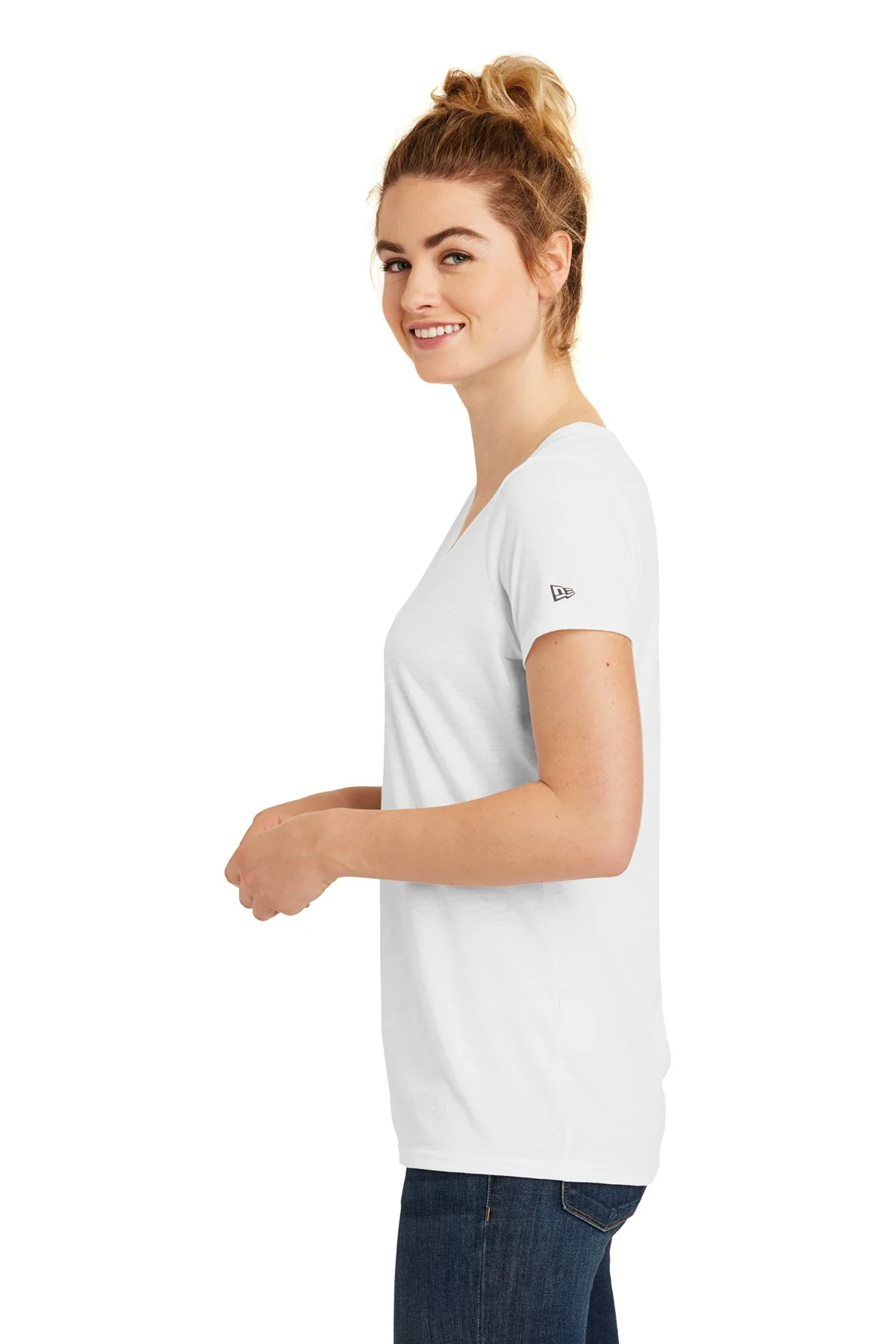 New Era Ladies Tri Blend Performance Customized Tee's, White Solid - Image 3
