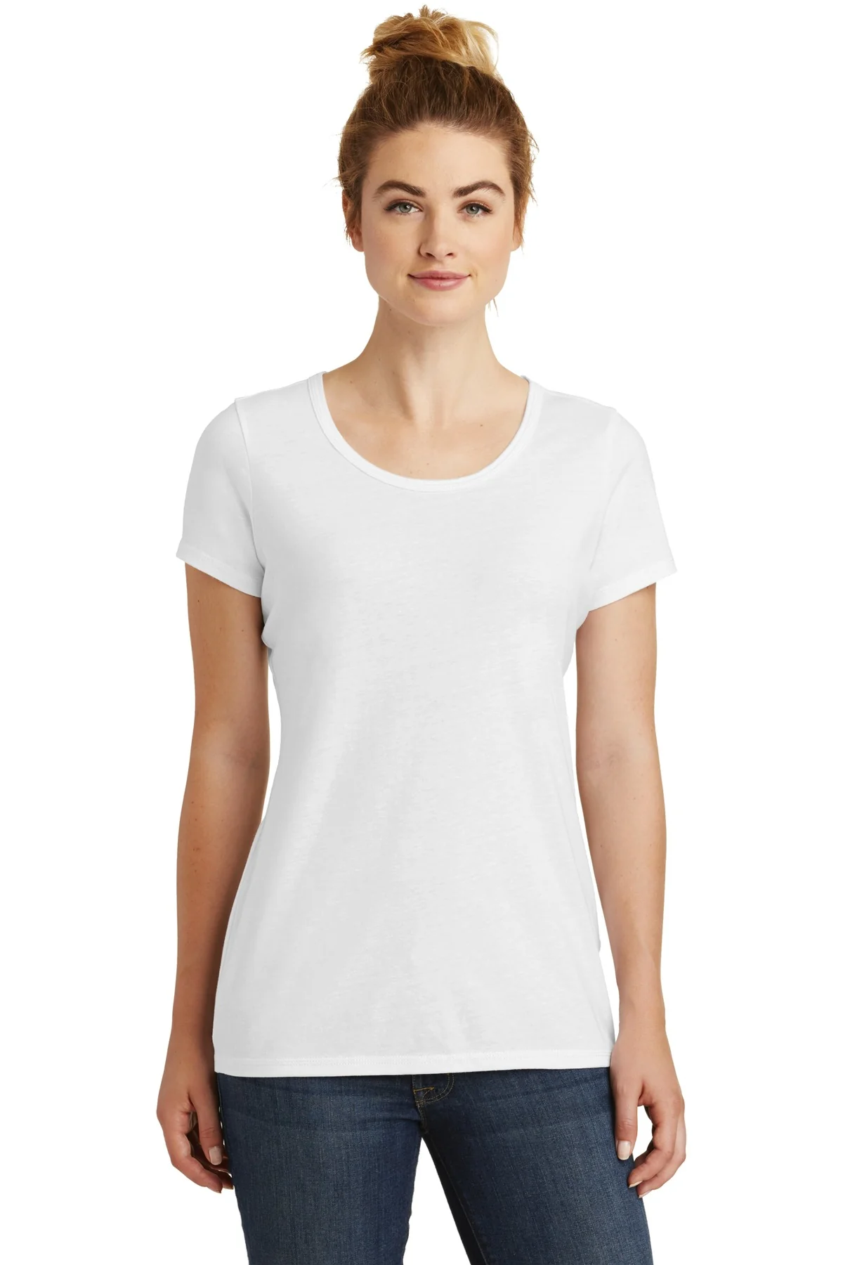 New Era Ladies Tri Blend Performance Customized Tee's, White Solid - Image 4
