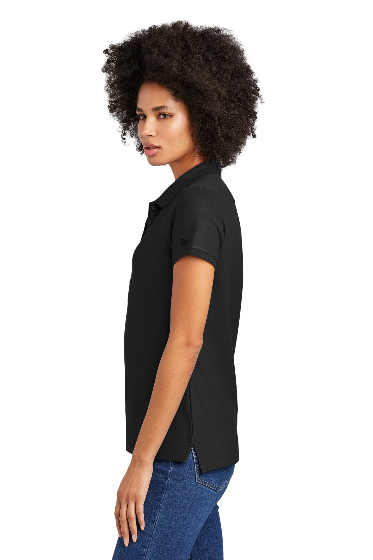 New Era Ladies Home Plate Polo, Black [ACI Jet Uniforms] - Image 3