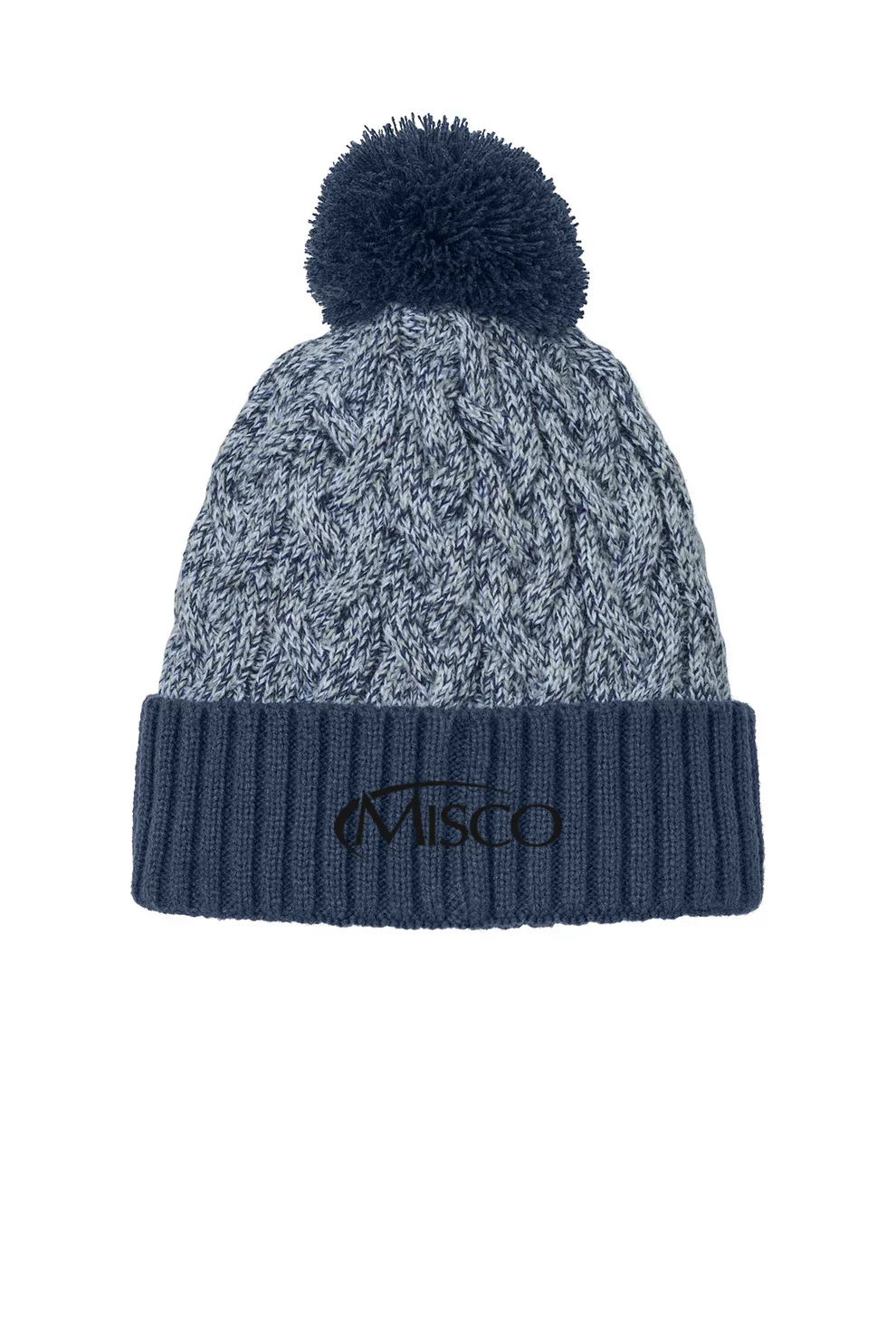 New Era Marled Knit Pom Beanie, Deep Navy/ Grey/ White [Misco Products]