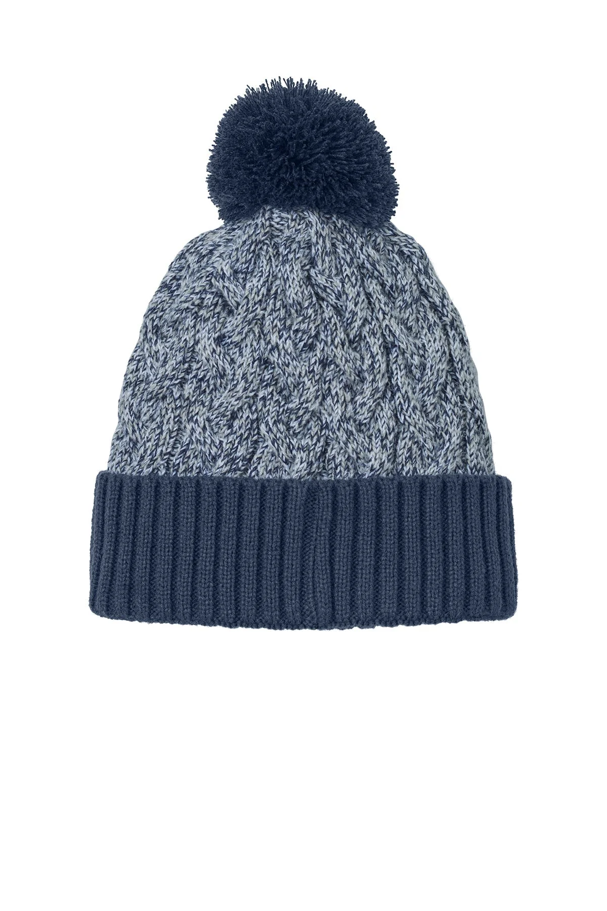 New Era Marled Knit Pom Beanie, Deep Navy/ Grey/ White [Misco Products] - Image 3