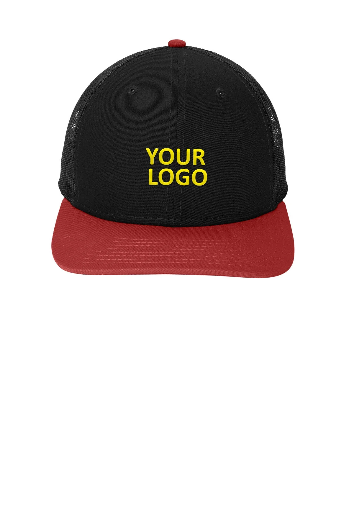 New Era Snapback Low Profile Trucker Custom Caps, Black/ Scarlet