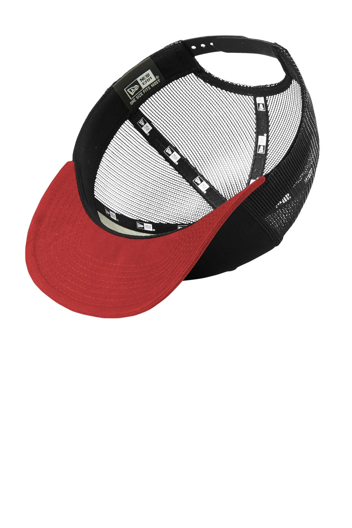 New Era Snapback Low Profile Trucker Custom Caps, Black/ Scarlet - Image 3
