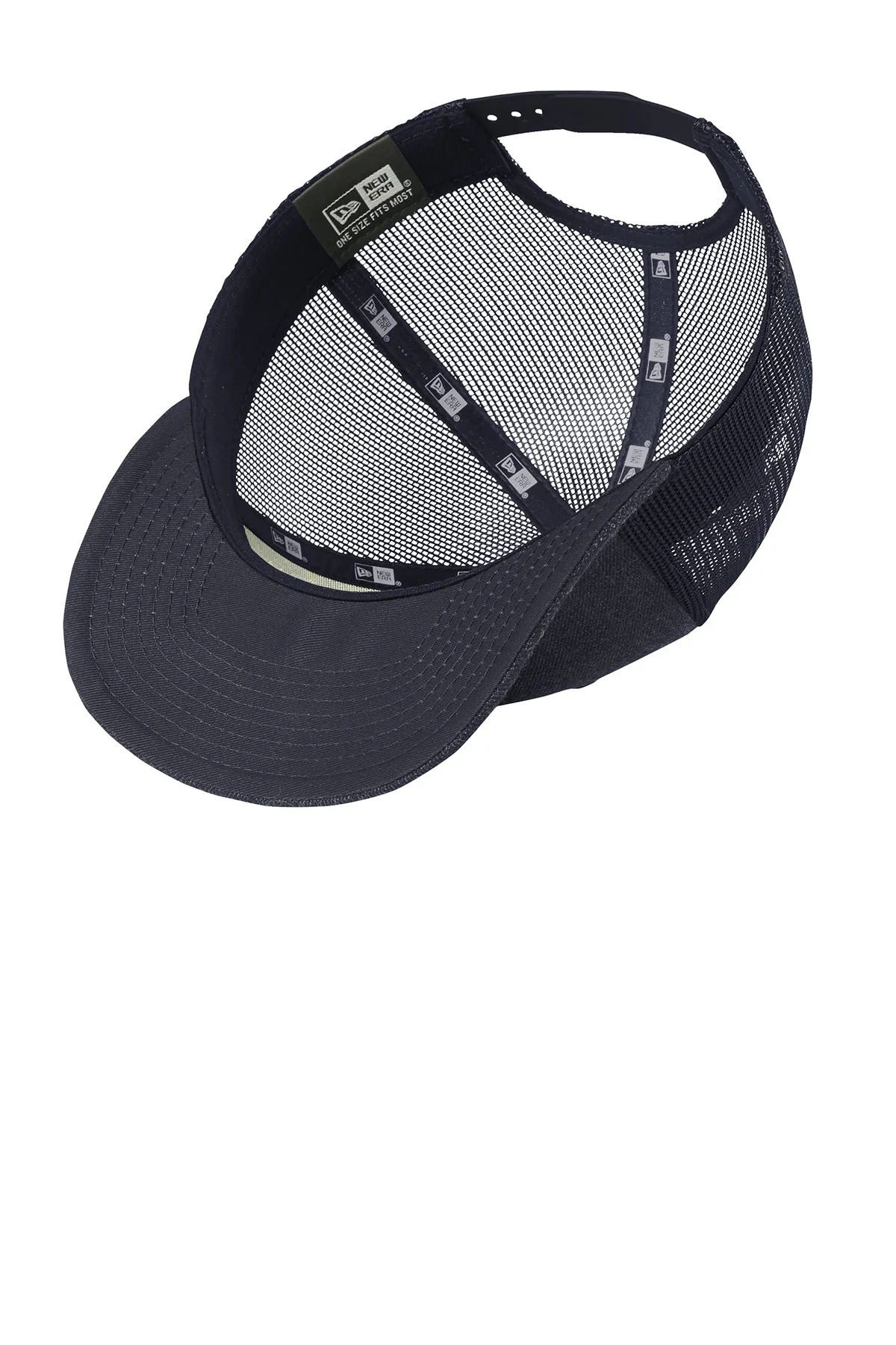 New Era Snapback Low Profile Trucker Custom Caps, Heather Navy/ Navy - Image 3