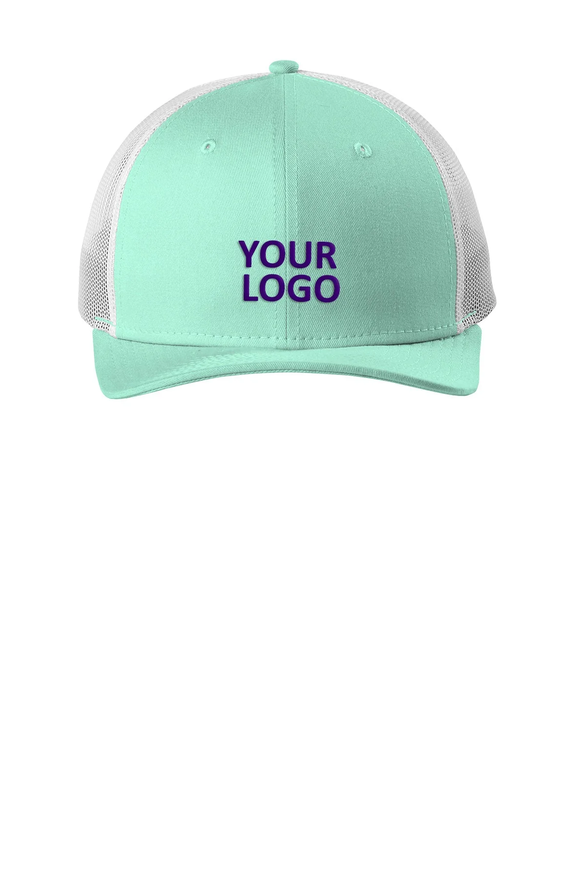 New Era Snapback Low Profile Trucker Custom Caps, Mint/ White