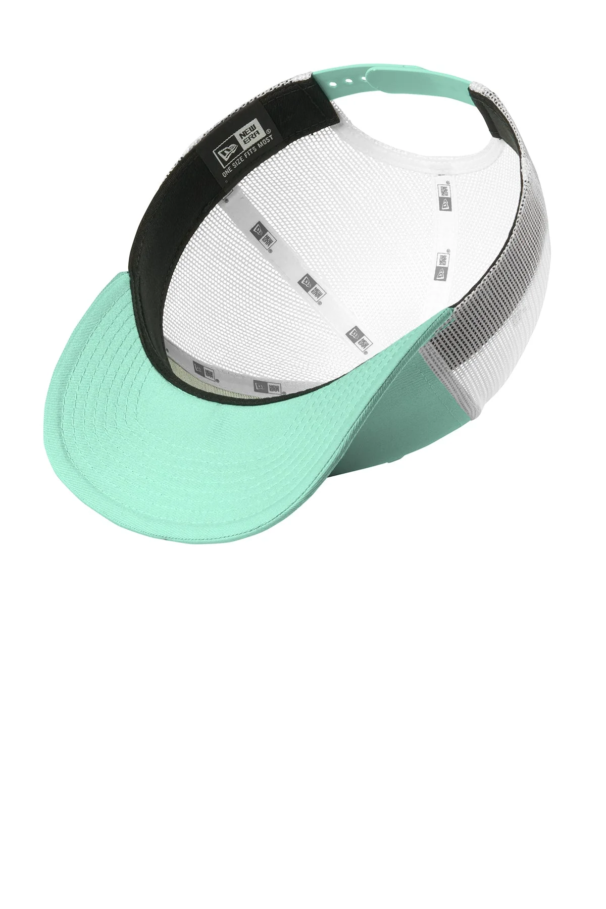 New Era Snapback Low Profile Trucker Custom Caps, Mint/ White - Image 3