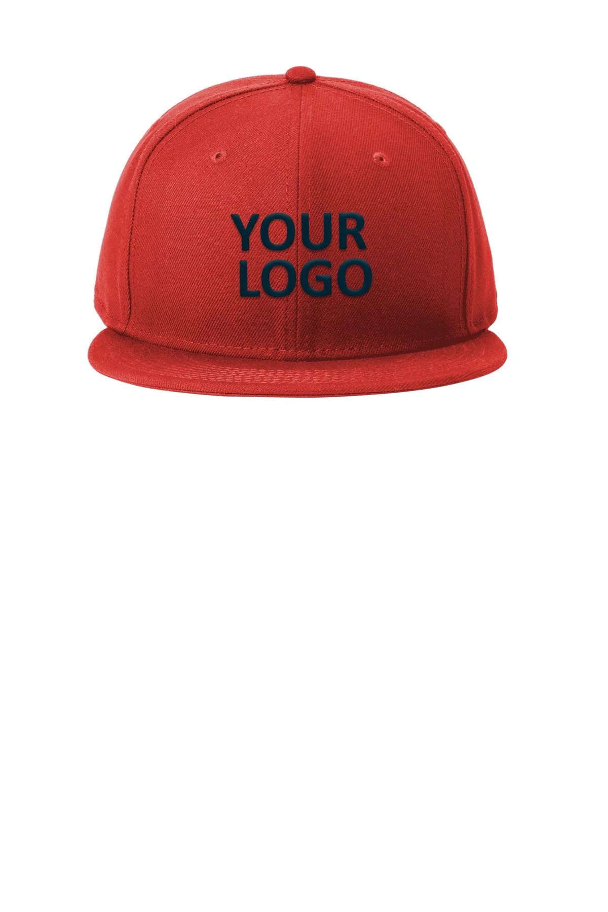 New Era Flat Bill Custom Snapback Caps, Scarlet