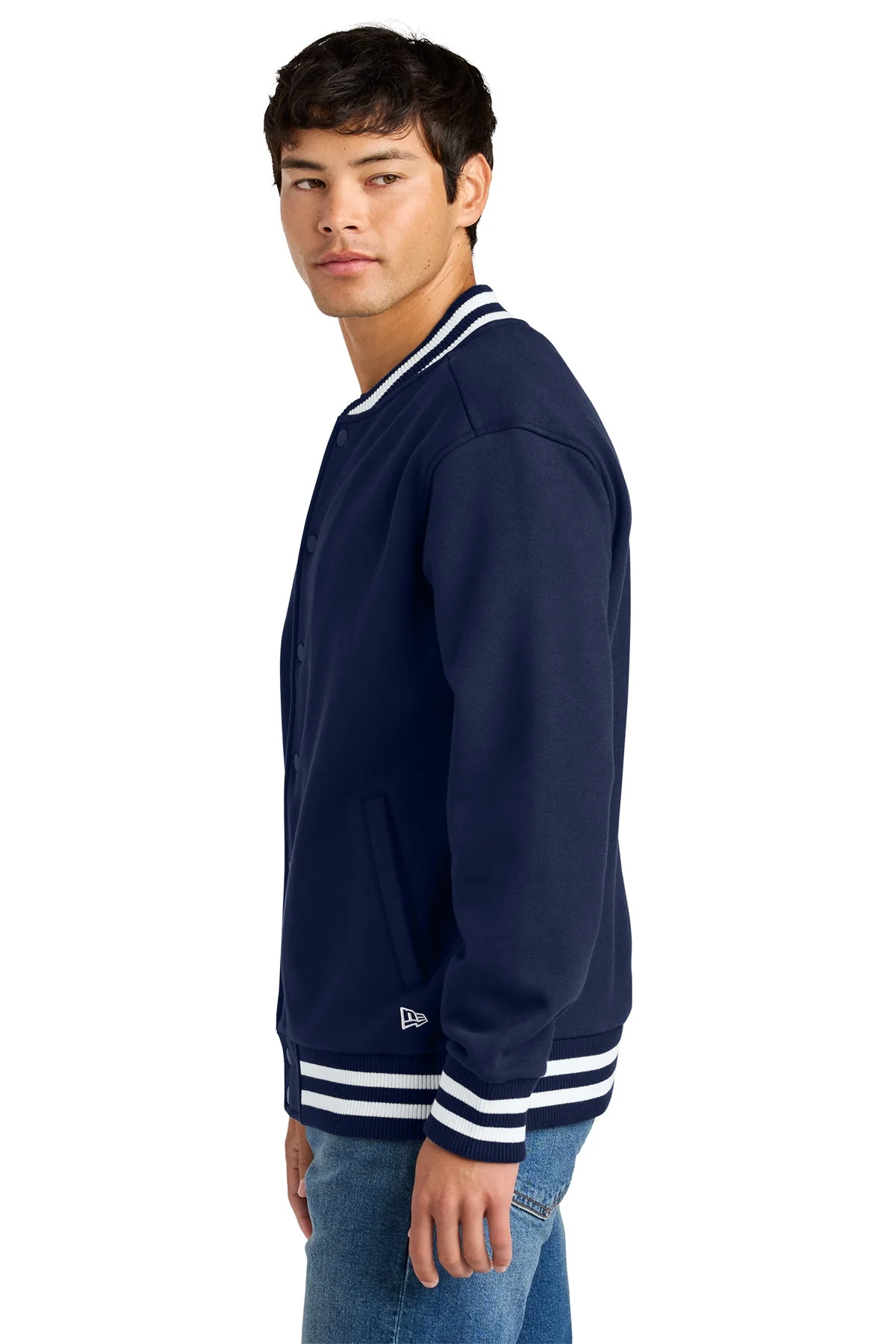 New Era Varsity Heavyweight Custom Fleece Jackets, True Navy - Image 3