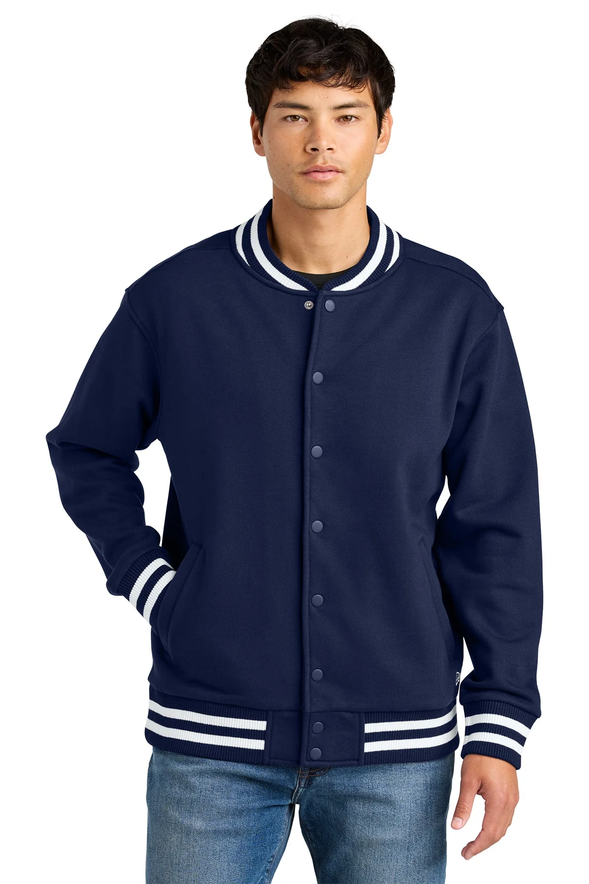 New Era Varsity Heavyweight Custom Fleece Jackets, True Navy - Image 4
