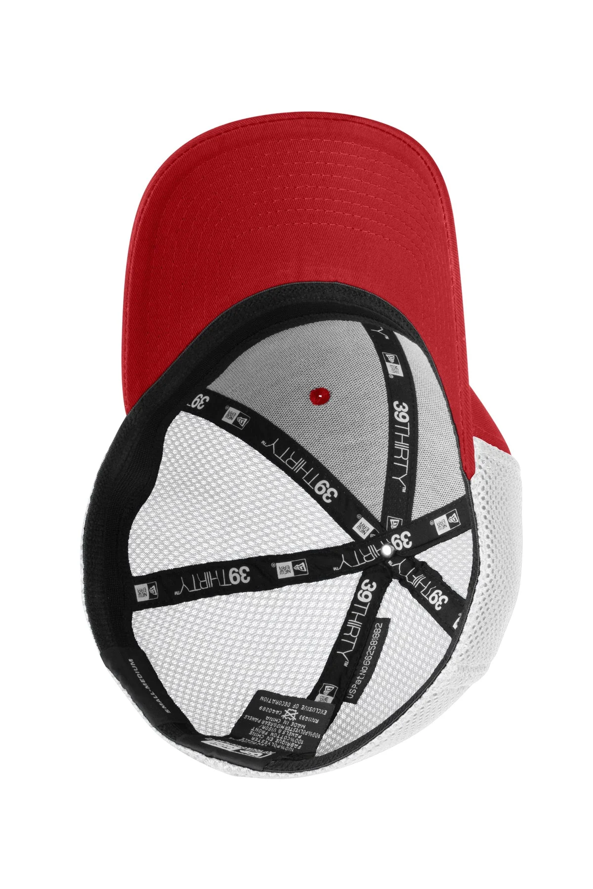 New Era Youth Stretch Mesh Custom Caps, Scarlet Red White - Image 3