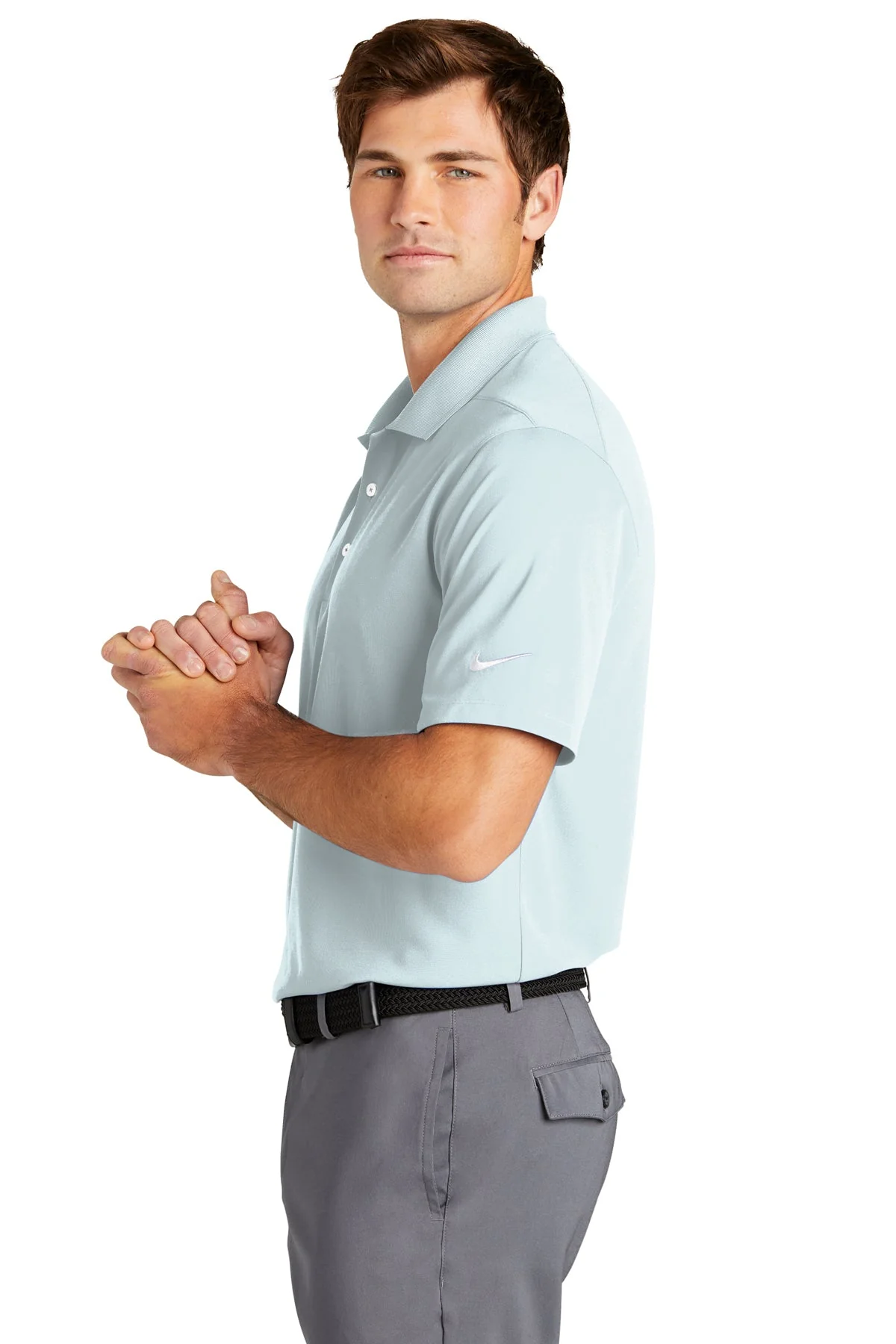 Nike Dri-FIT Micro Pique Customized Polos, Blue Tint - Image 3