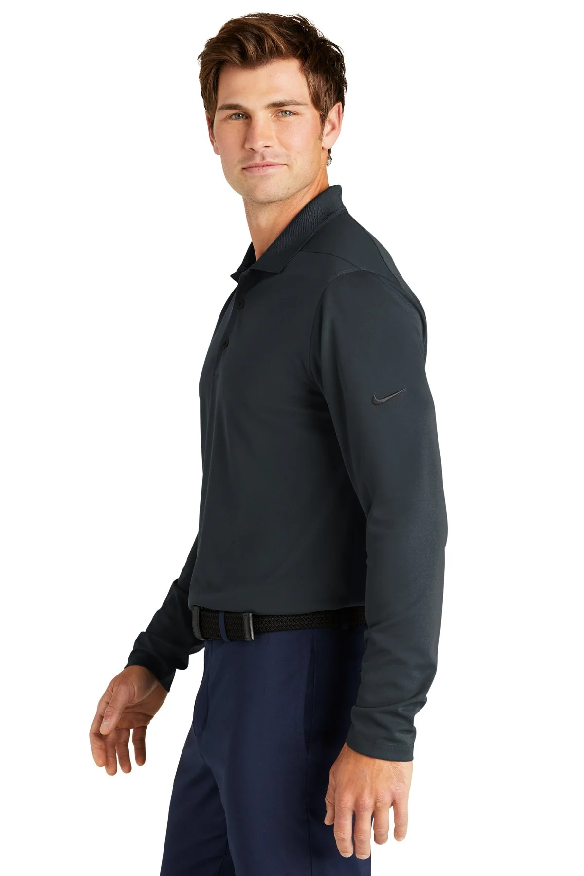 Nike Dri-FIT Micro Pique Long Sleeve Polo, Anthracite [PQS by Innovaccer] - Image 3