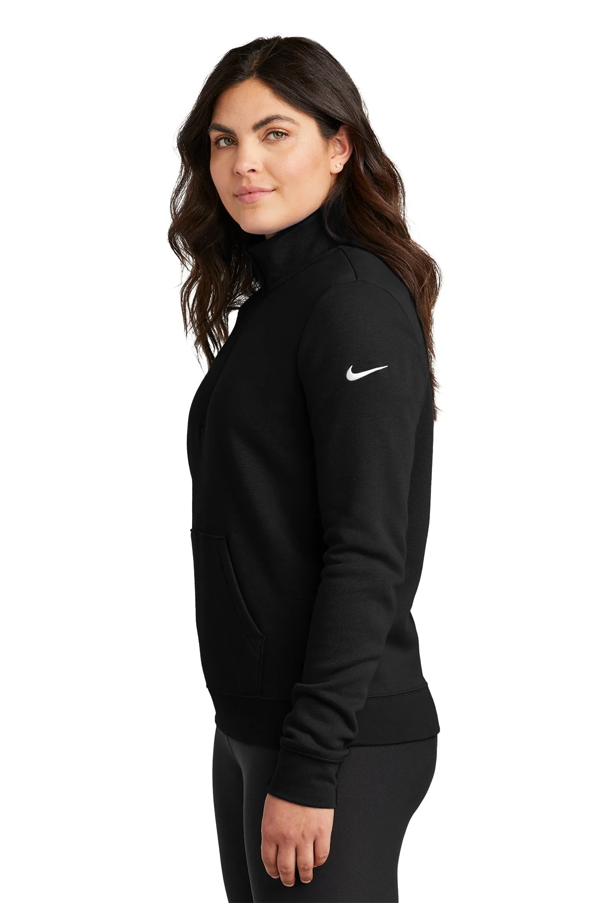 Nike Ladies Club Fleece Quarter-Zip, Black [Hearthside ] - Image 3