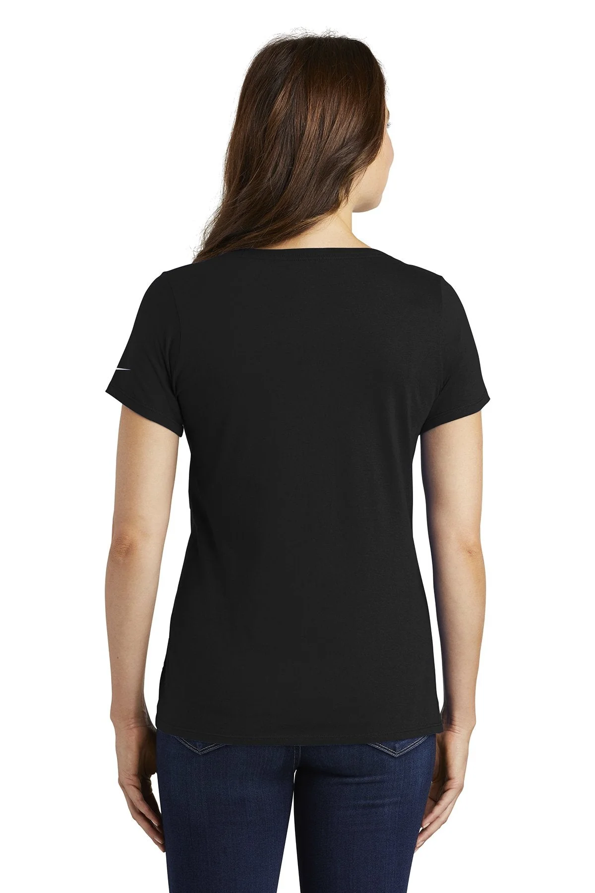 Nike Ladies Core Cotton Scoop Neck Tee, Black [Executive Construction] - Image 3