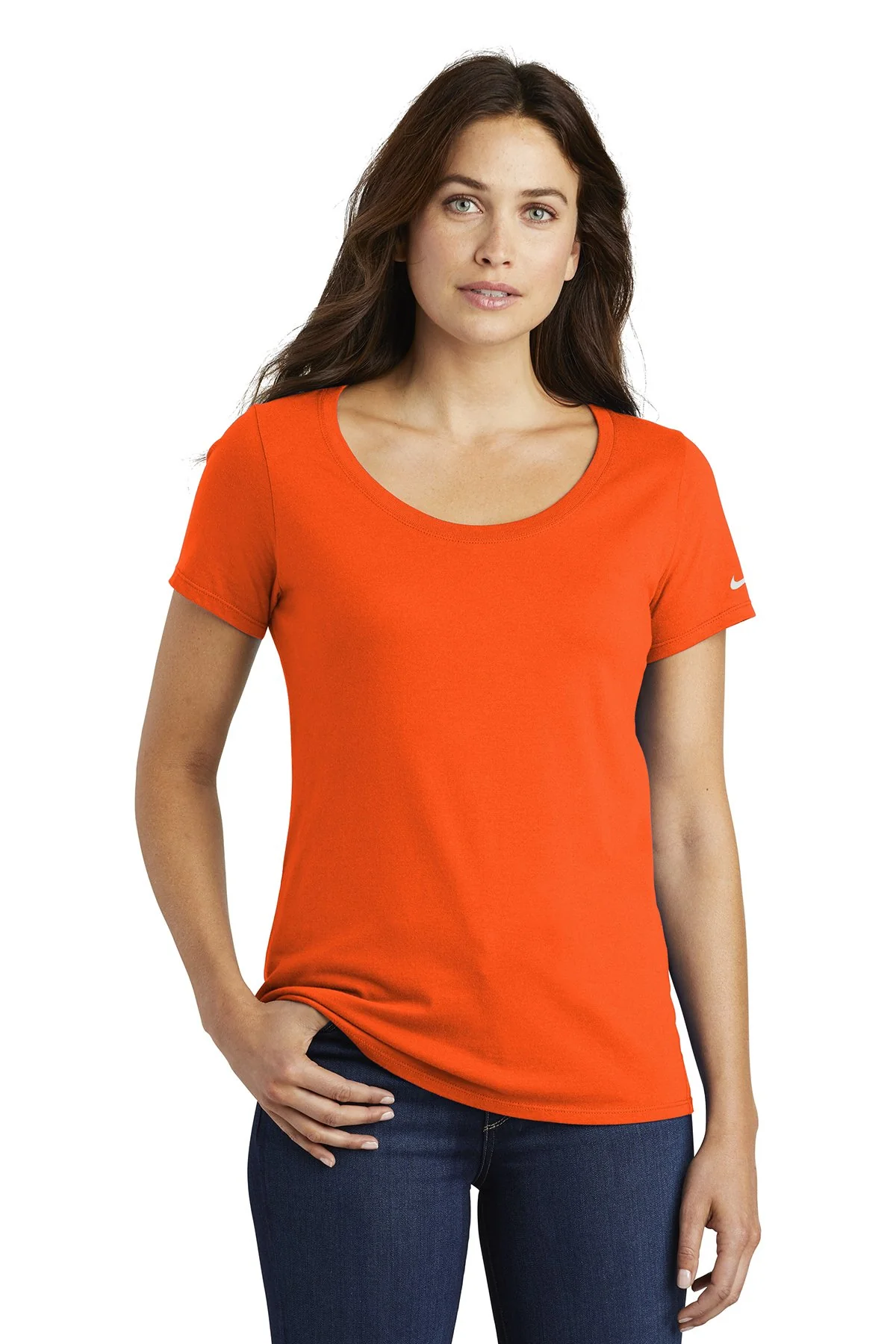 Nike Ladies Core Cotton Scoop Neck Customized Tees, Brilliant Orange - Image 4