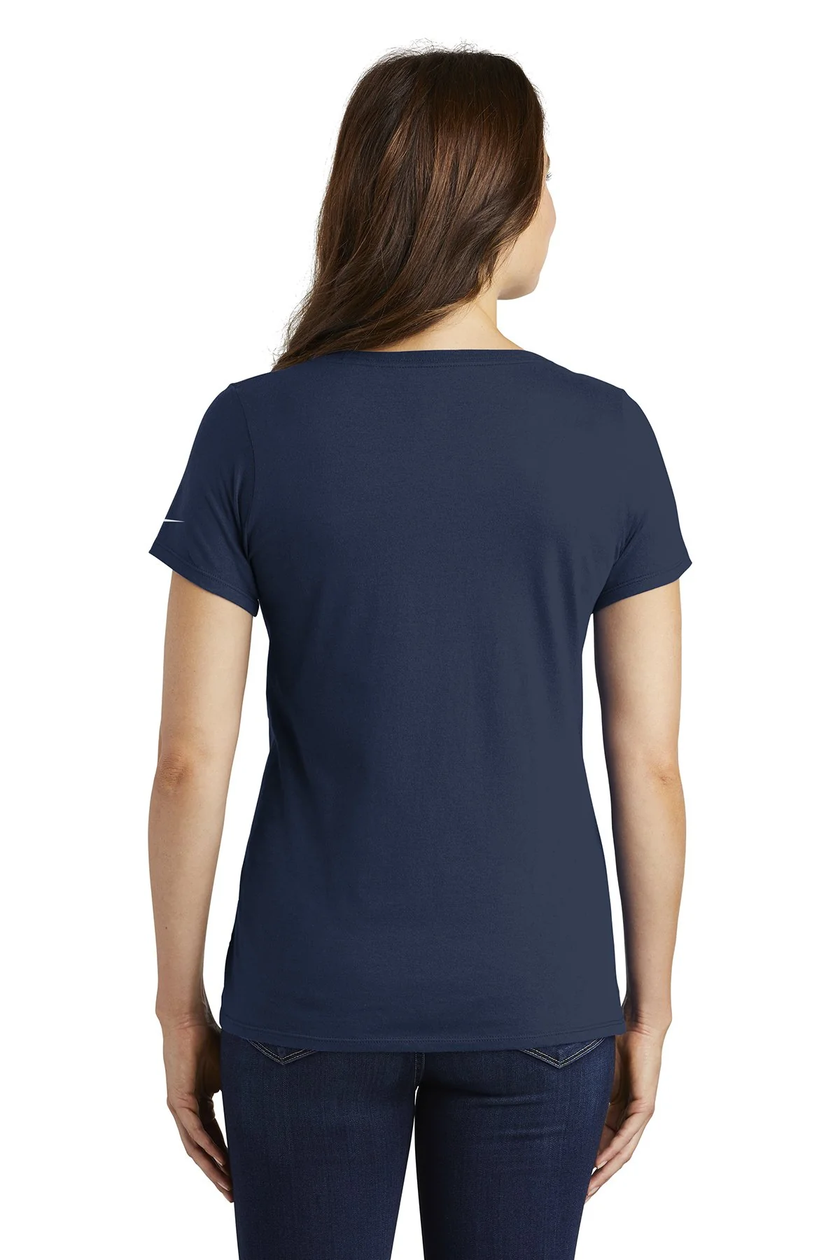 Nike Ladies Core Cotton Scoop Neck Customized Tees, College Navy - Image 3