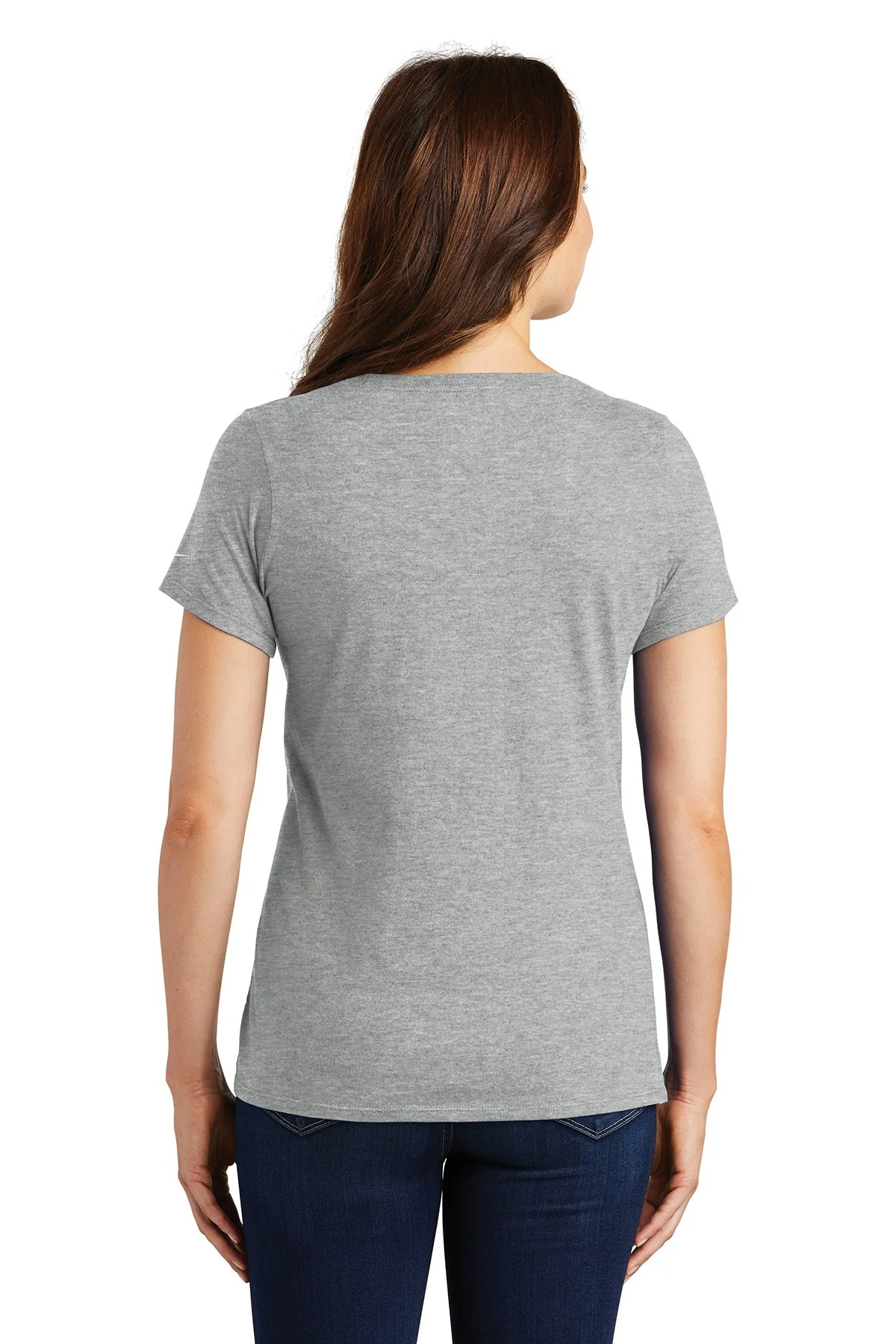 Nike Ladies Core Cotton Scoop Neck Customized Tees, Dark Grey Heather - Image 2