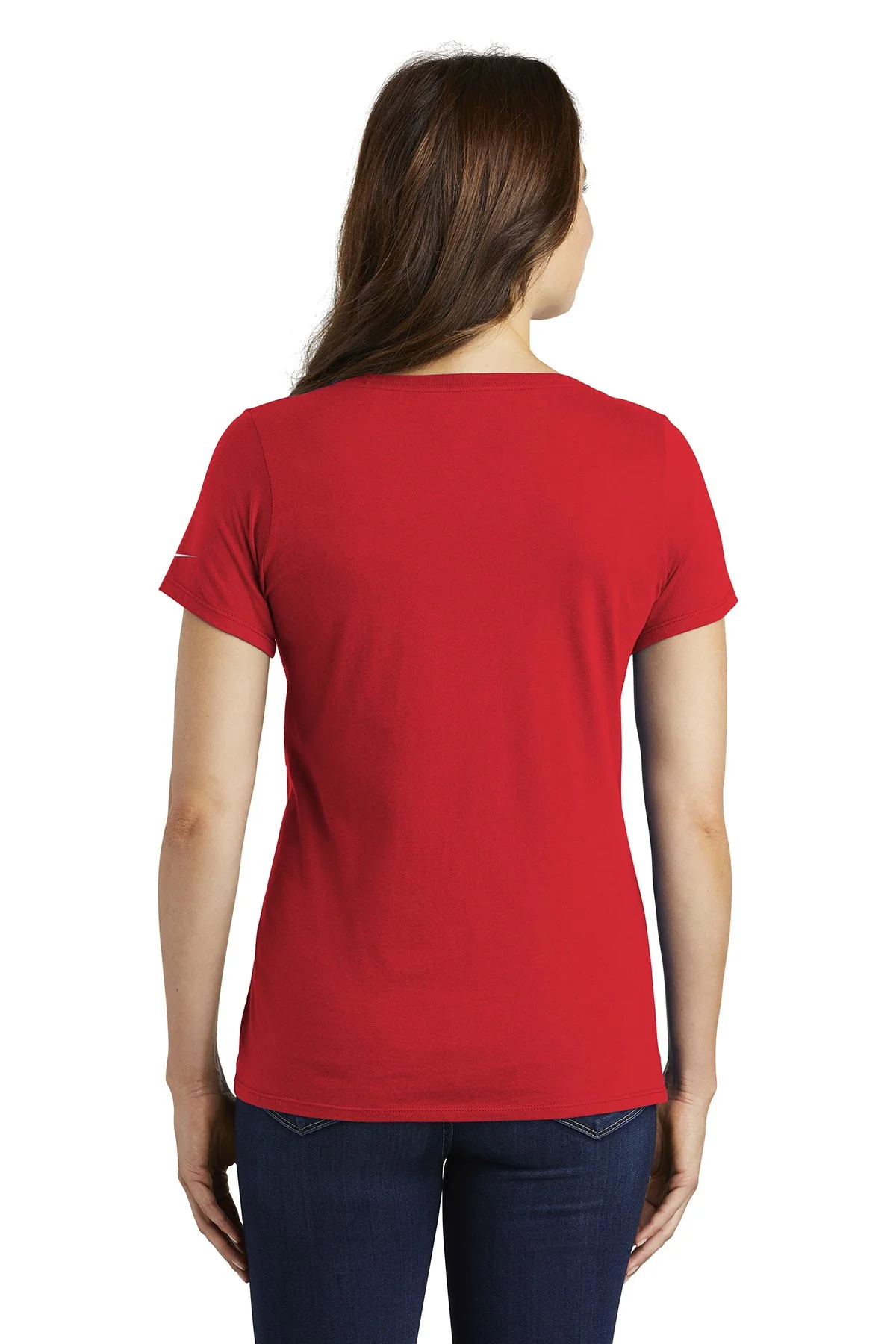 Nike Ladies Core Cotton Scoop Neck Customized Tees, University Red - Image 3